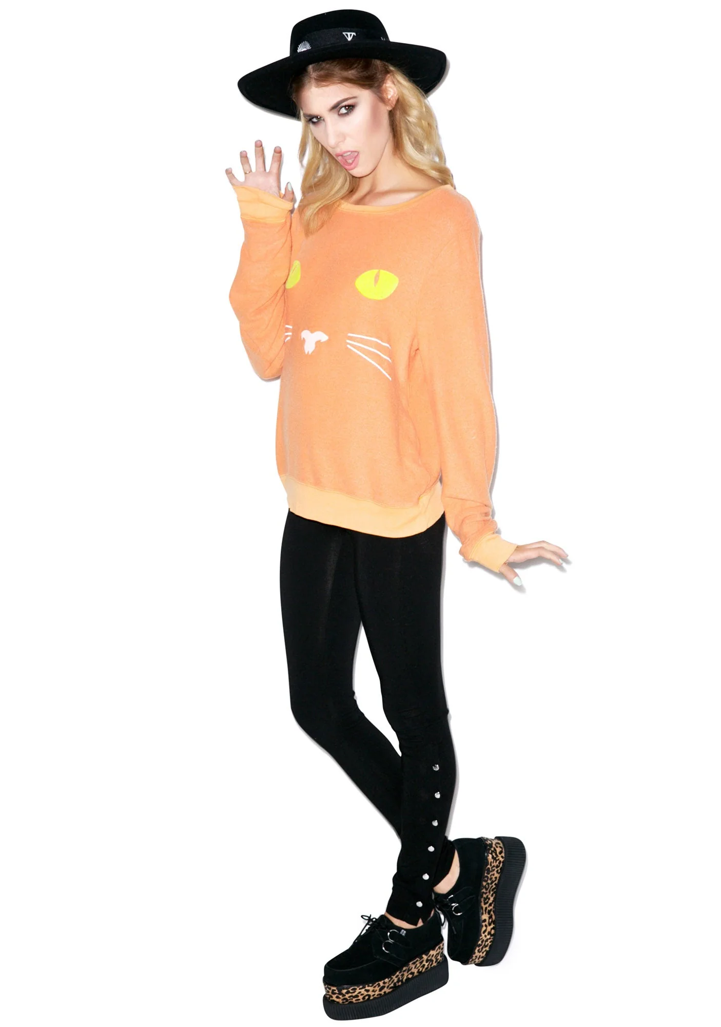 Black Cat Baggy Beach Jumper - Orange - Image 2