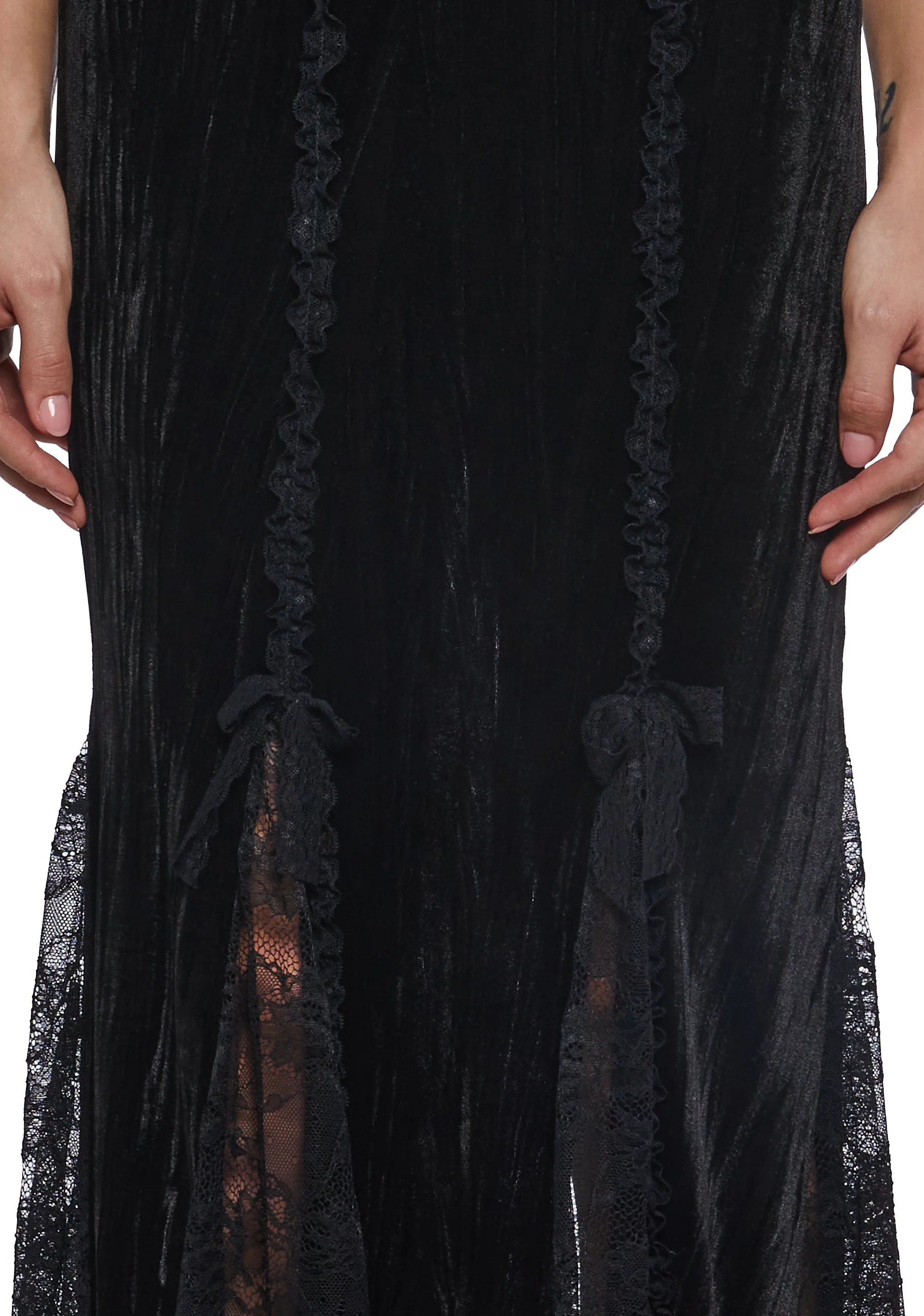 Velvet Maxi Dress With Rosettes - Image 9