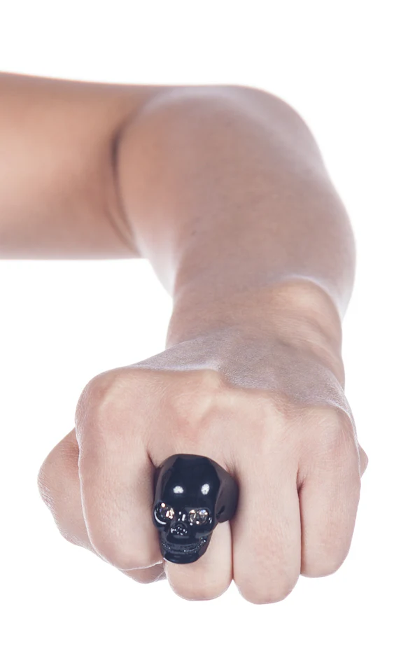 Black Hematite Skull Ring - Image 3