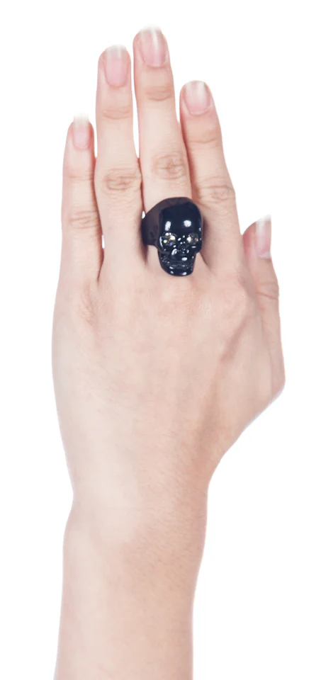 Black Hematite Skull Ring - Image 4