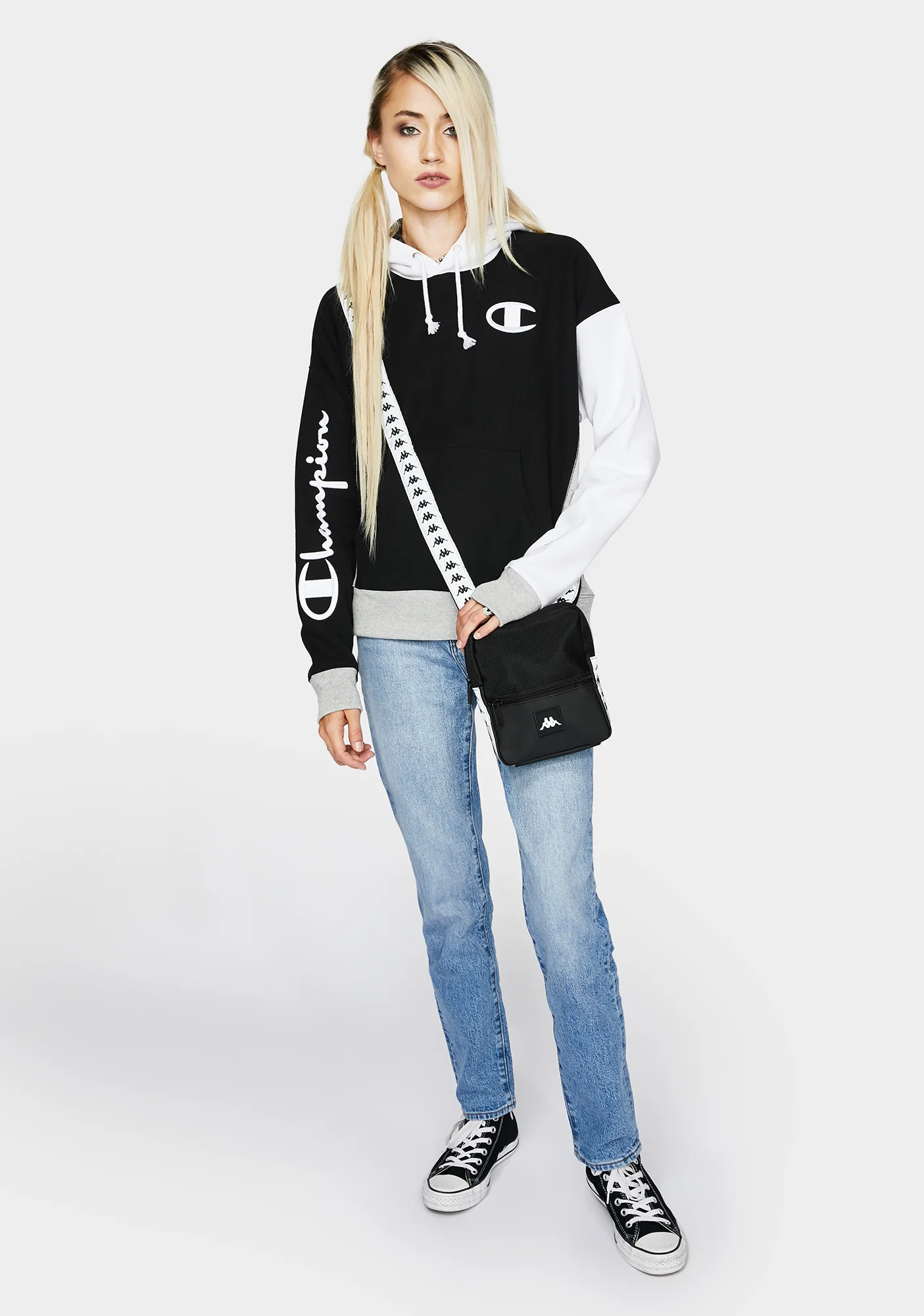 Black Reverse Weave Colorblock Hoodie - Image 3