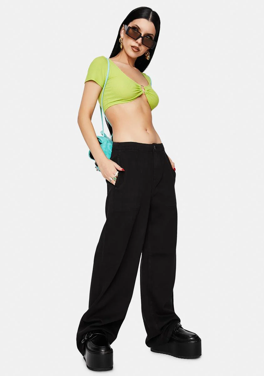 Black Tammy High Waisted Wide Leg Pants - Image 2