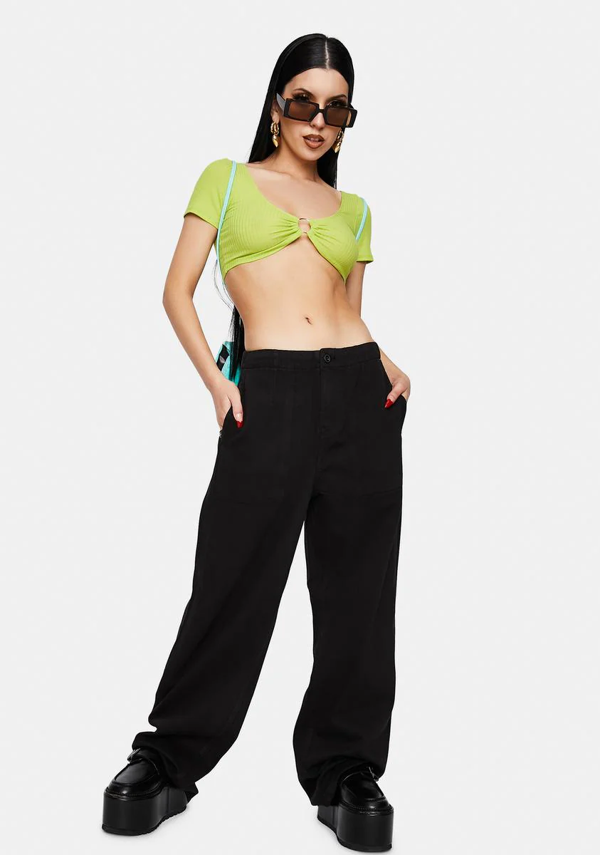 Black Tammy High Waisted Wide Leg Pants - Image 3