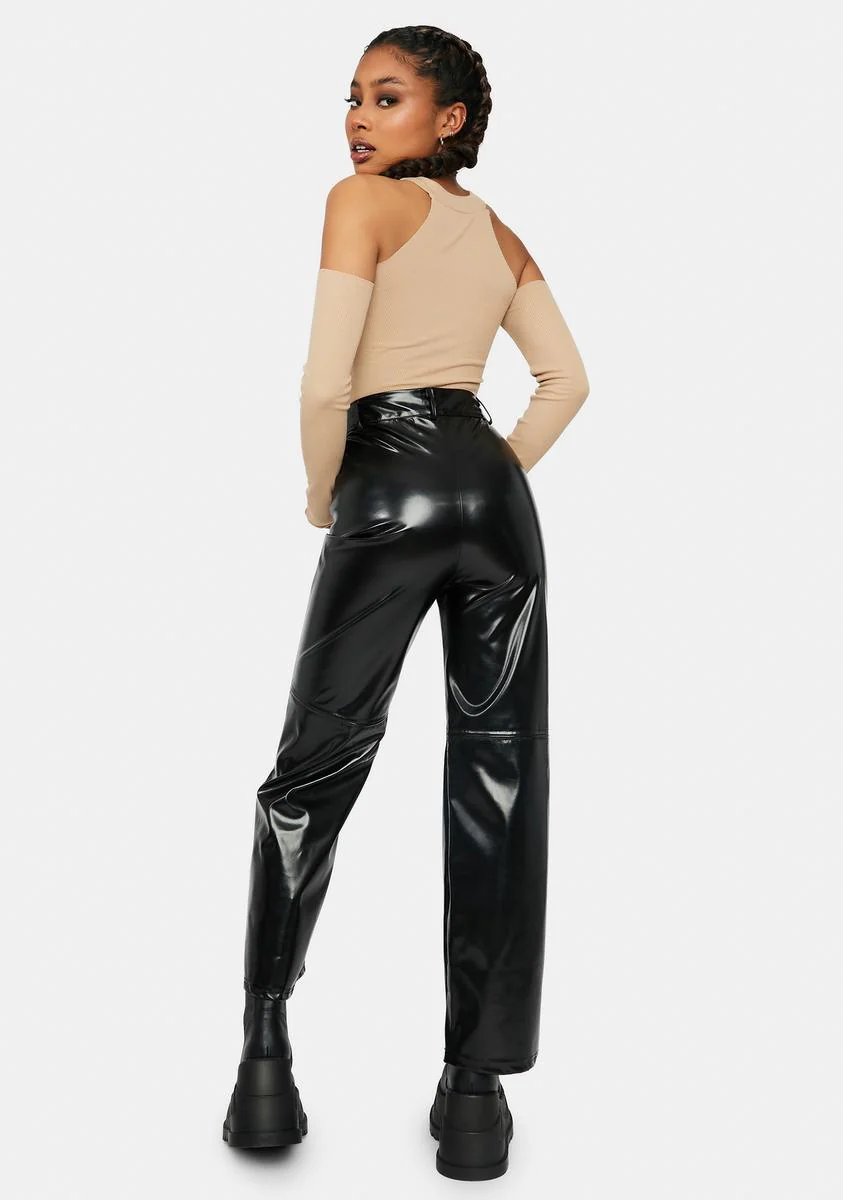 Black Vinyl High Waist Pants - Image 4
