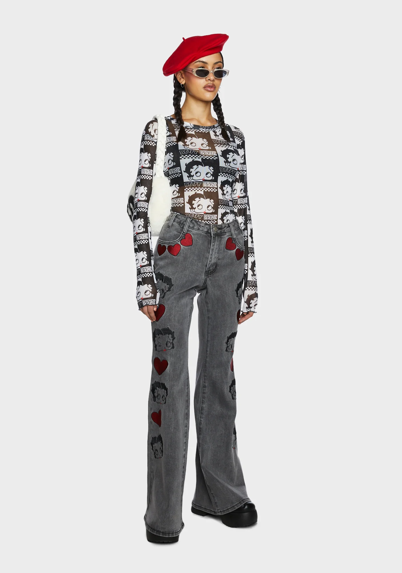 Bling Bling Boop Flare Jeans - Charcoal - Image 2