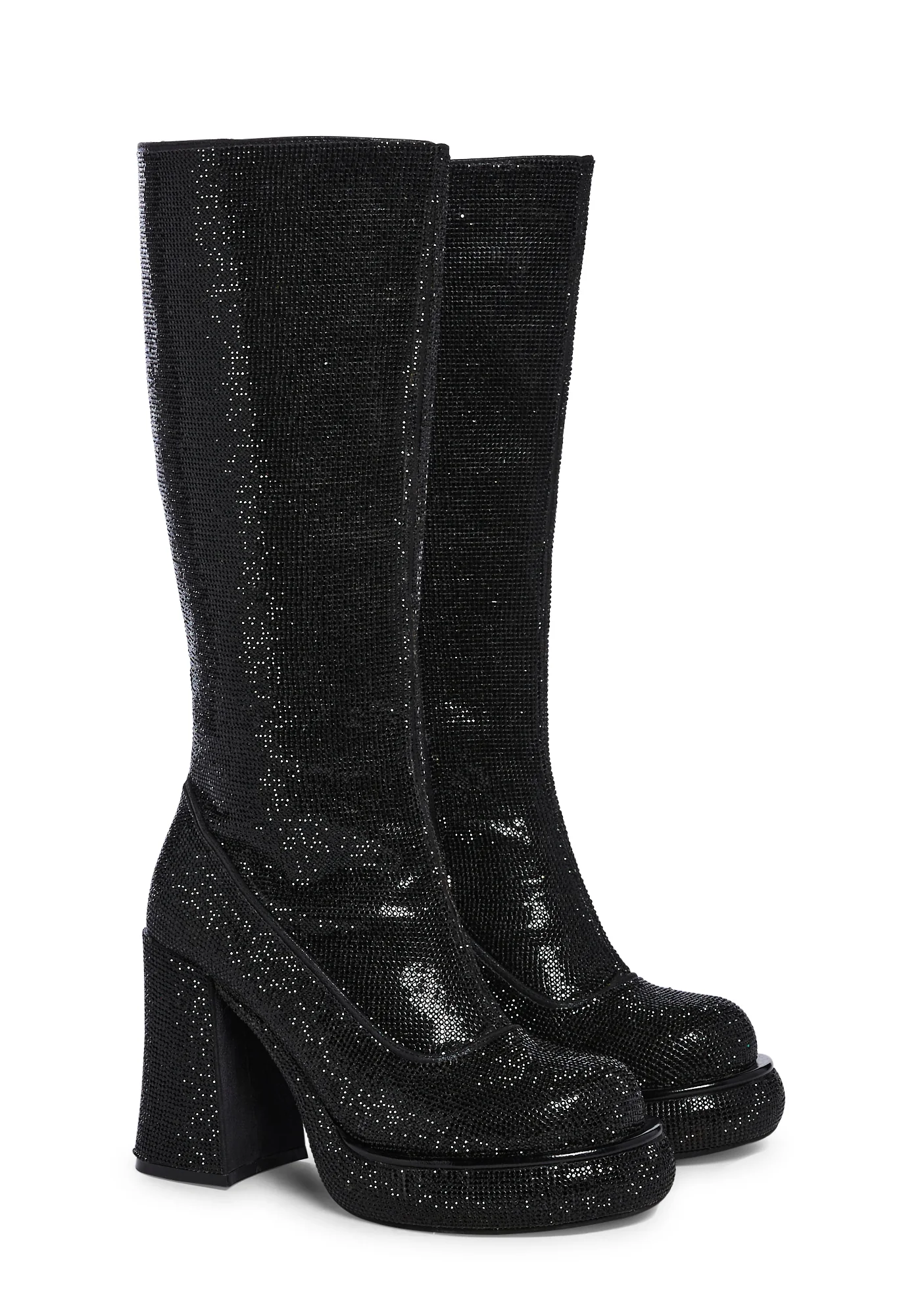 Bling It Up Platform Boots - Black - Image 3