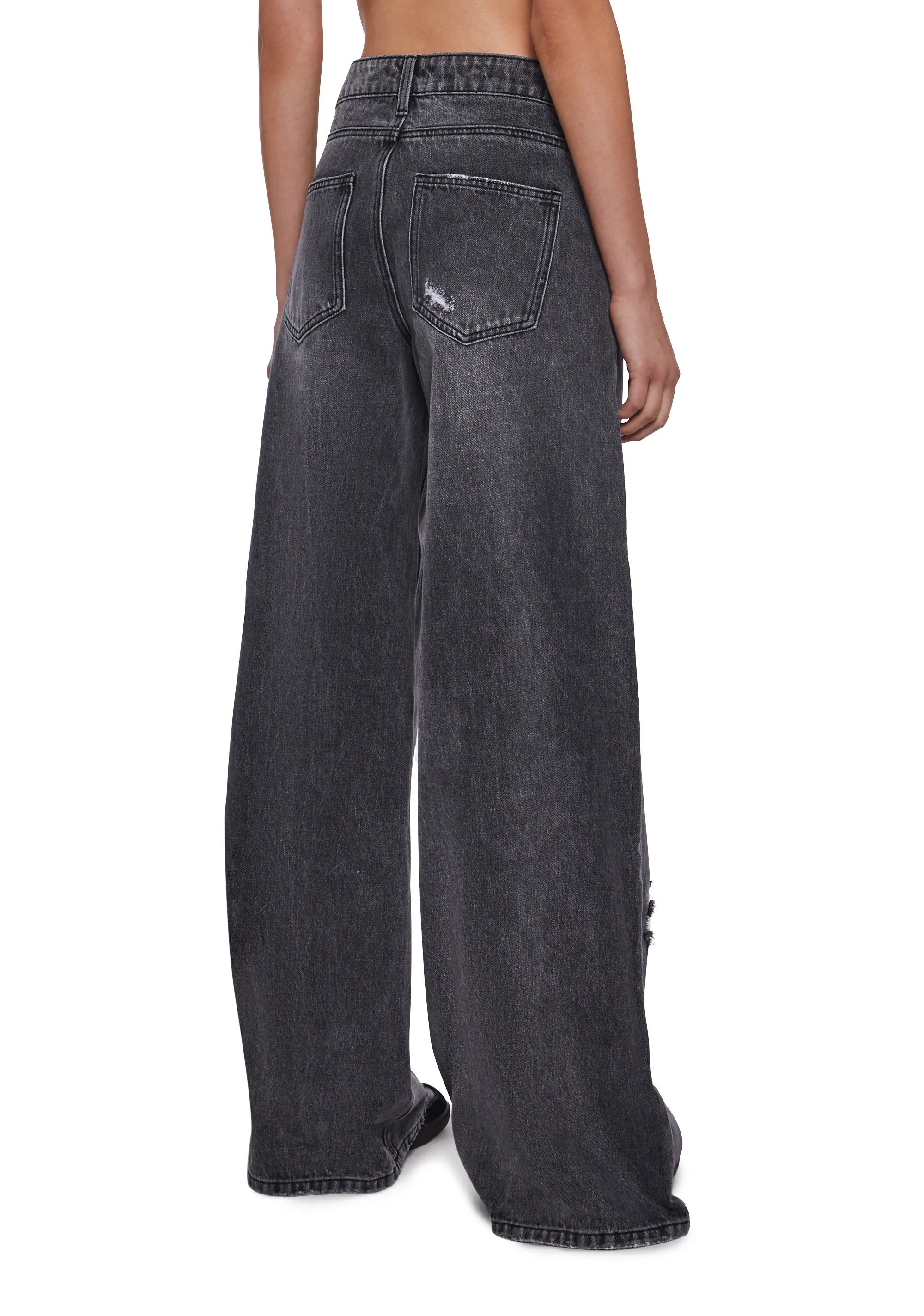 Sinful Attitude Wide Leg Jeans - Dark Grey - Image 4