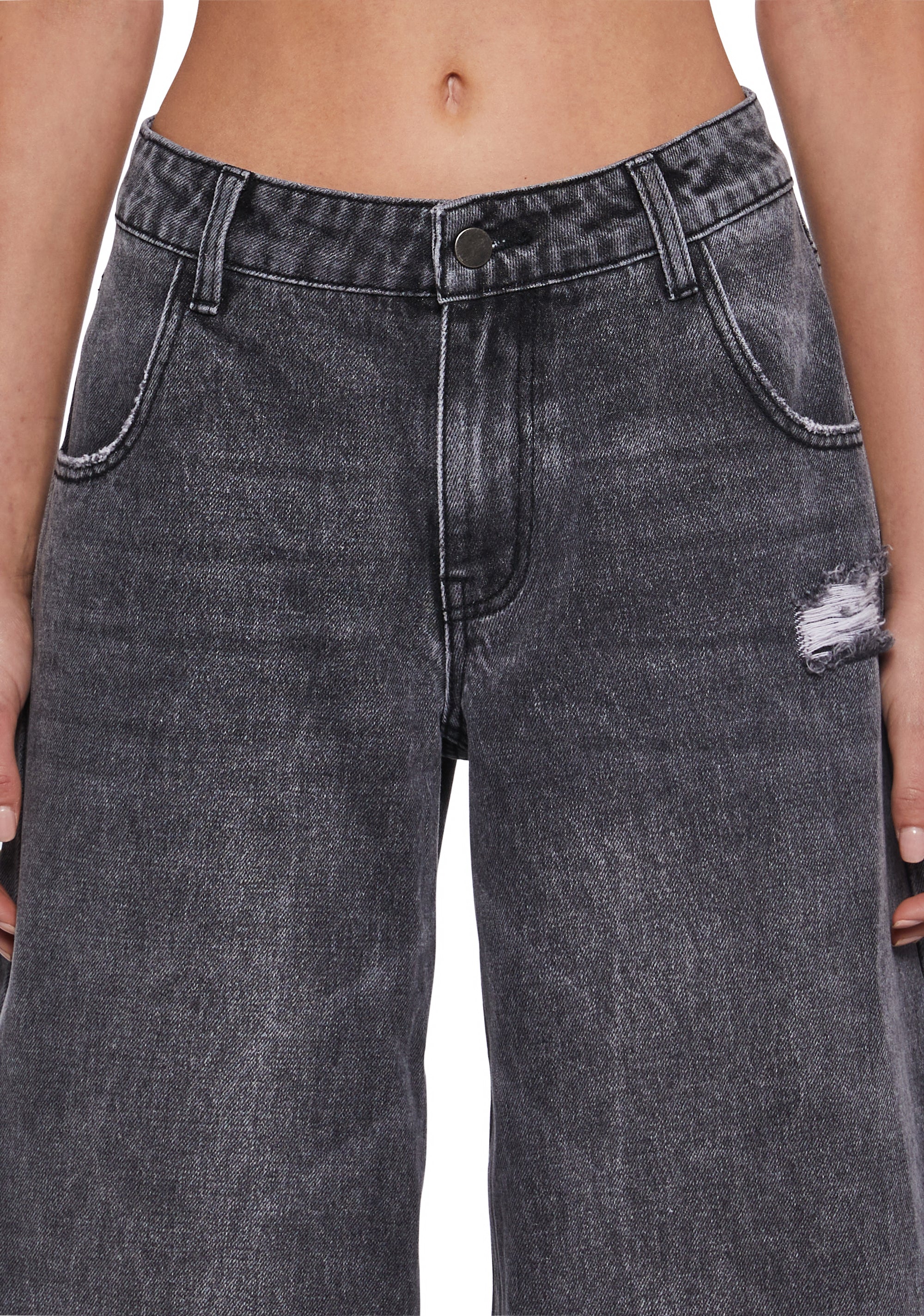Sinful Attitude Wide Leg Jeans - Dark Grey - Image 5