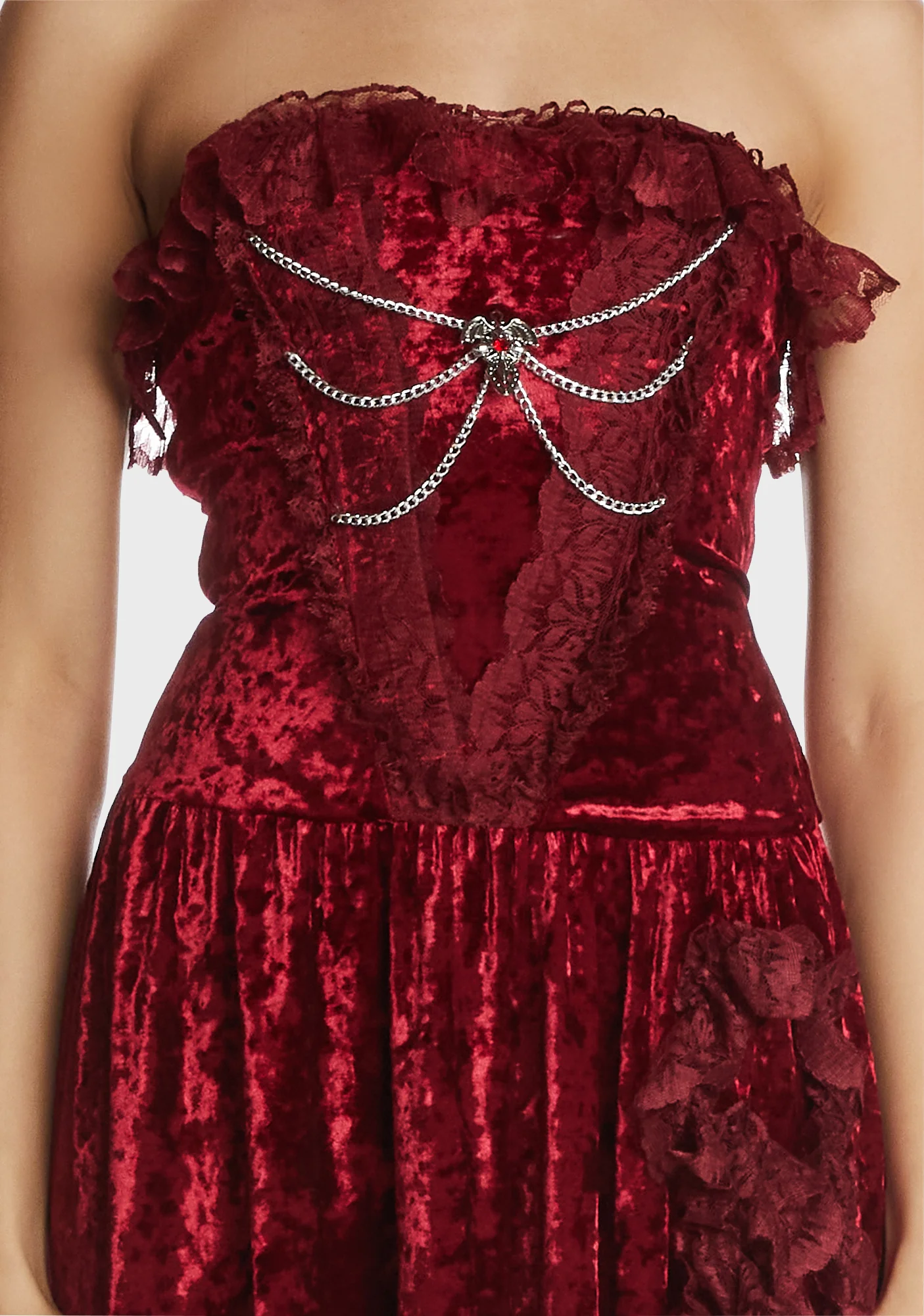 Blood Rose Velvet Maxi Dress - Image 2
