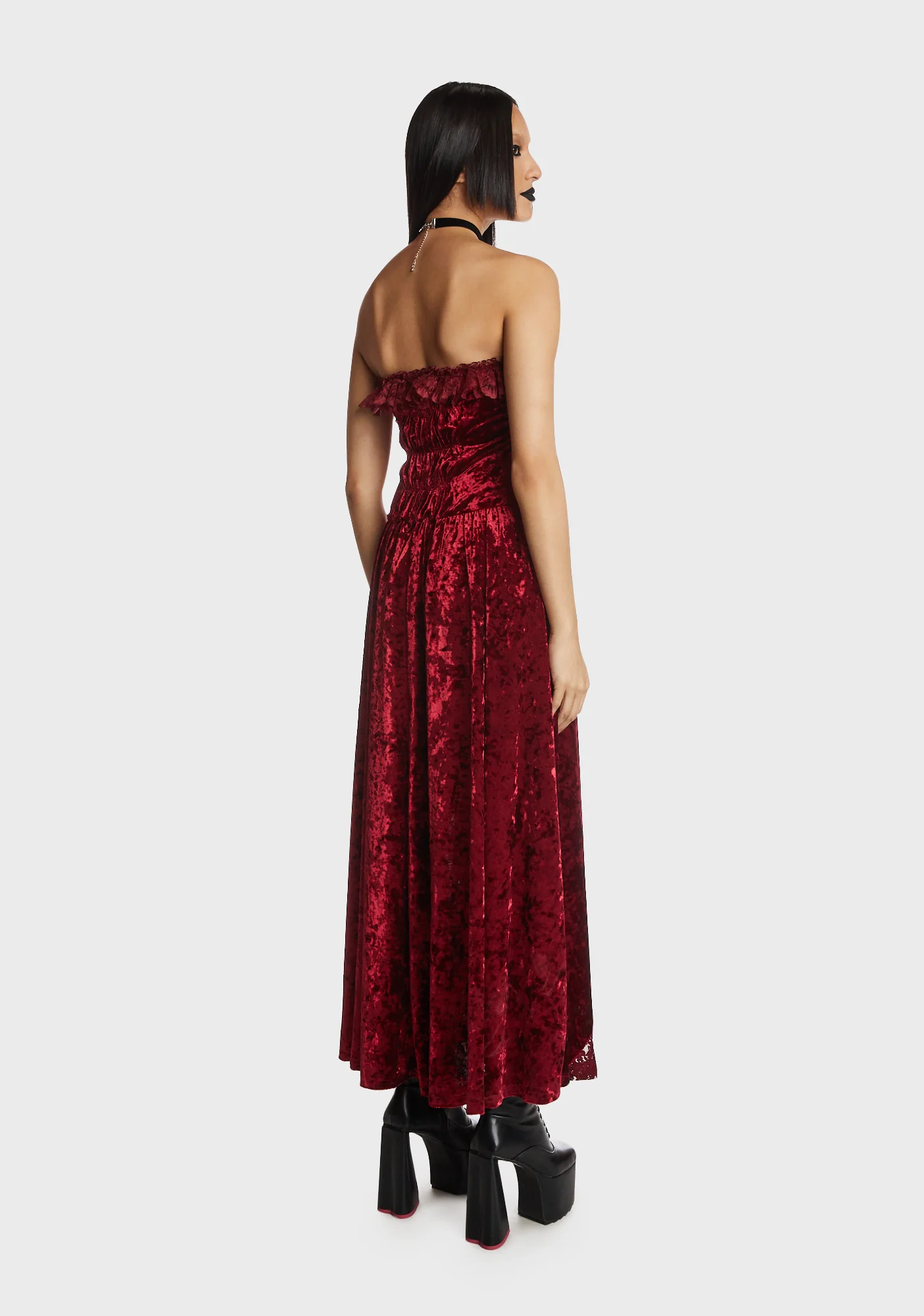 Blood Rose Velvet Maxi Dress - Image 5