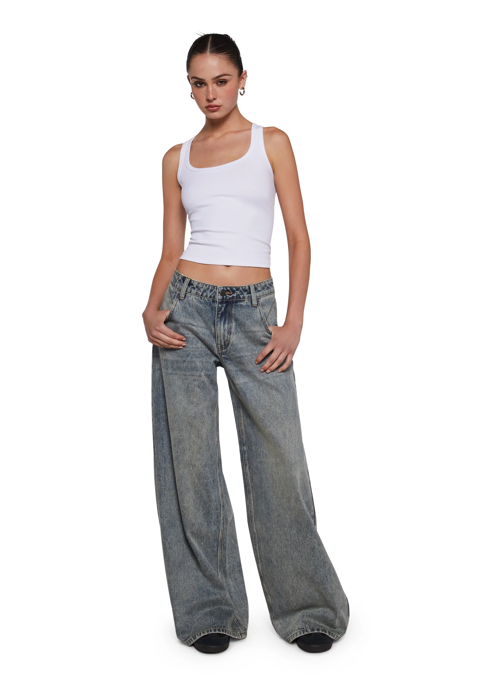 Sinful Attitude Wide Leg Jeans - Blue - Image 2