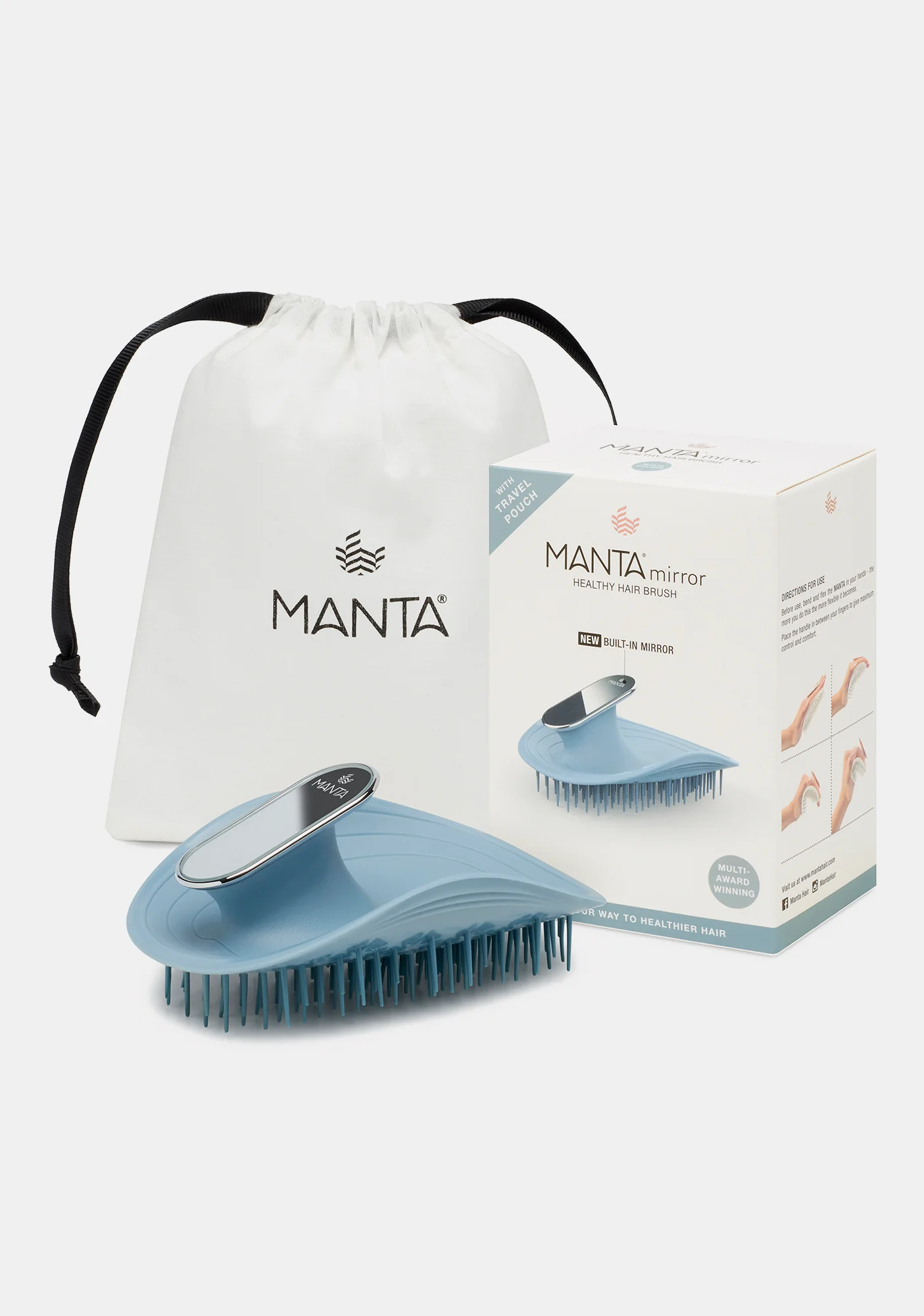 Blue Manta Mirror Hair Brush - Image 2