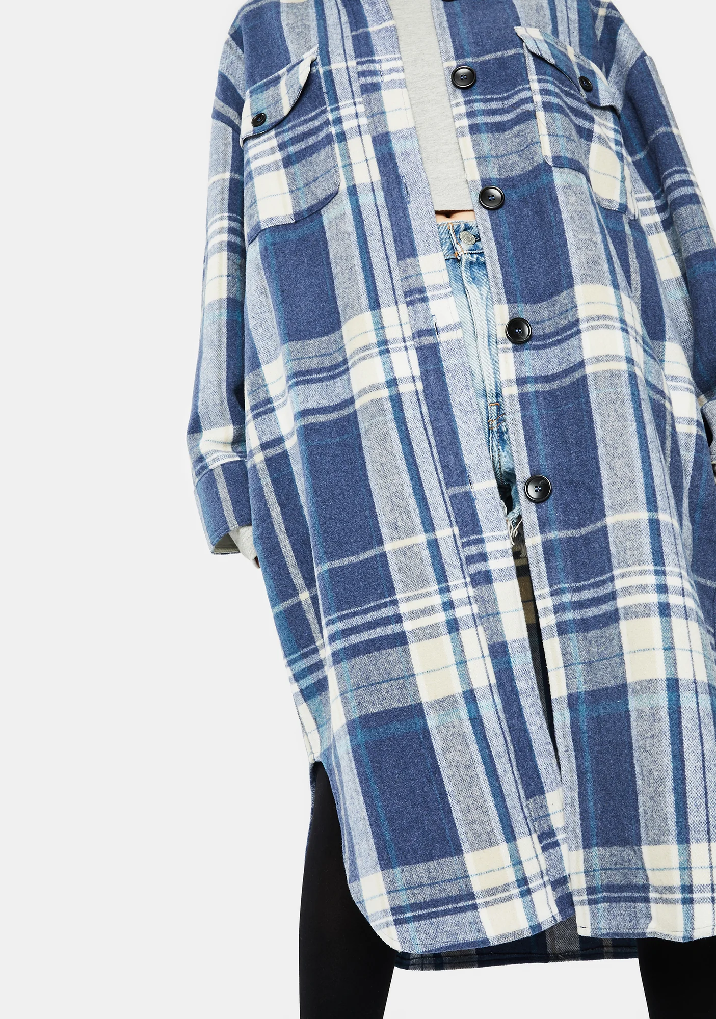 Blue Plaid Long Jacket - Image 2