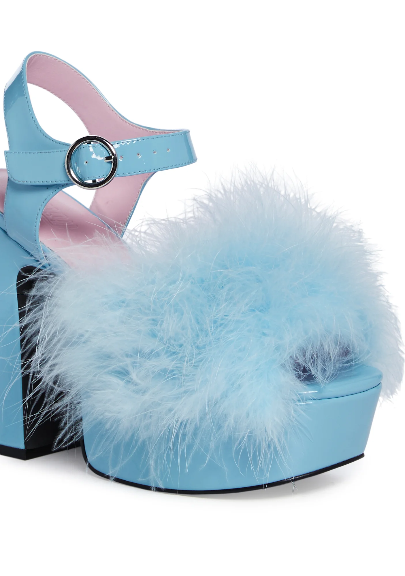 Blushin' N' Crushin' Marabou Heels - Baby Blue - Image 2