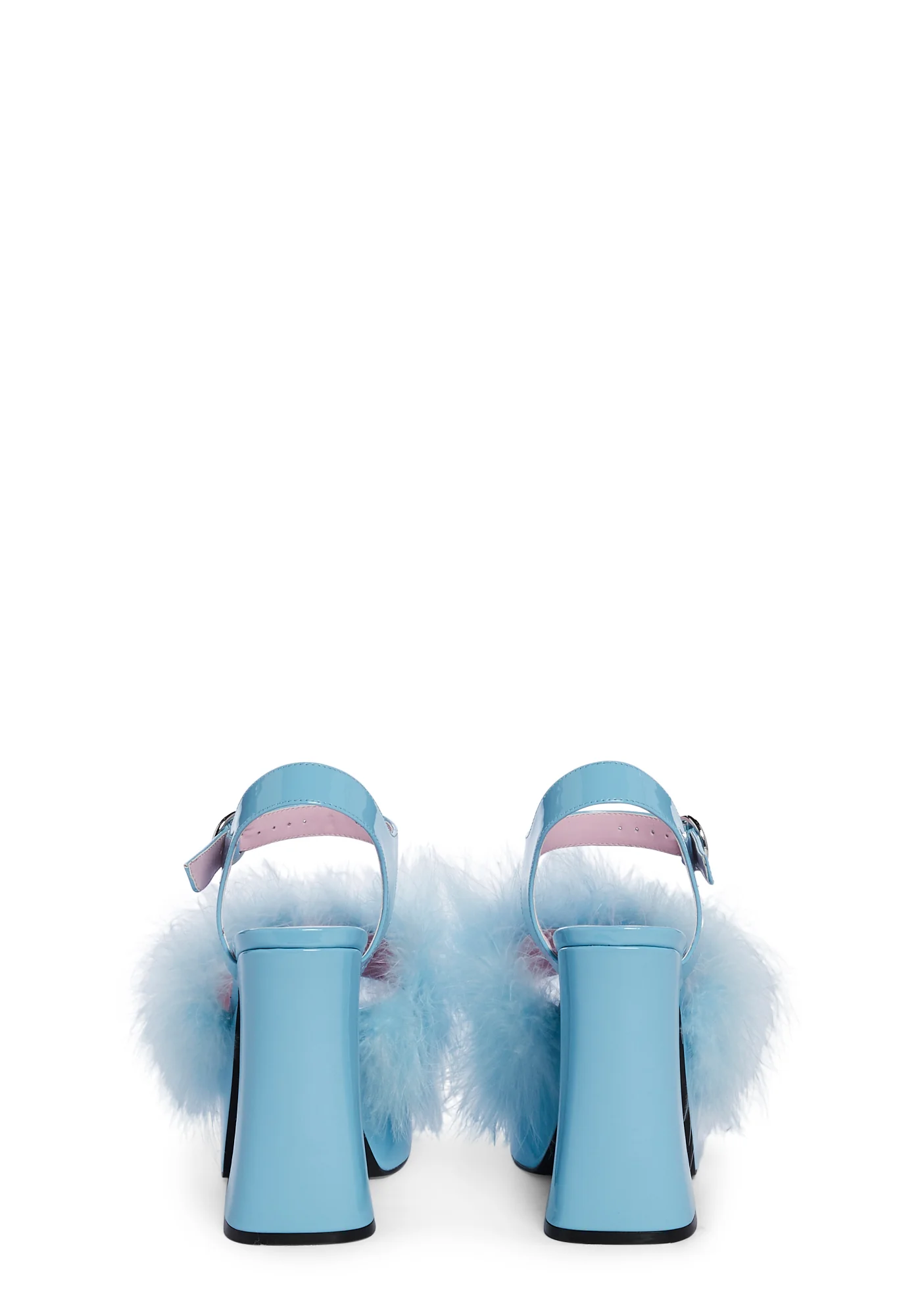 Blushin' N' Crushin' Marabou Heels - Baby Blue - Image 4