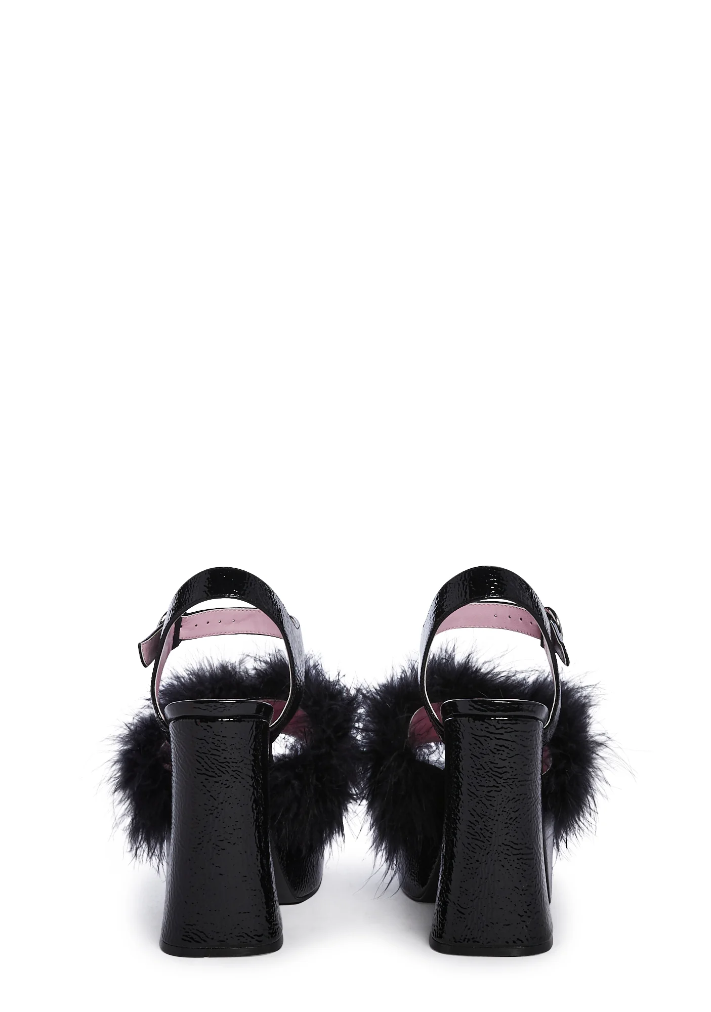 Blushin' N' Crushin' Marabou Heels - Black - Image 4