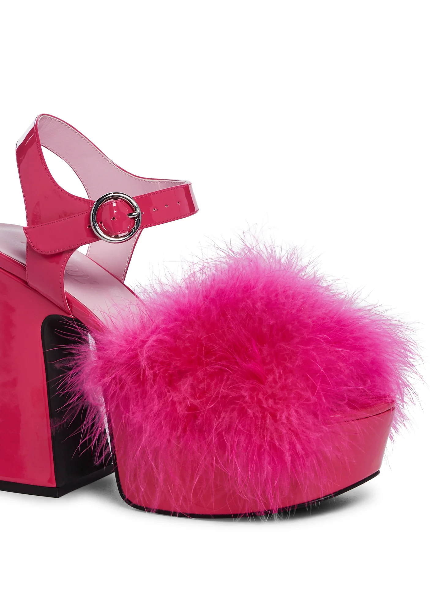 Blushin' N' Crushin' Marabou Heels - Hot Pink - Image 2