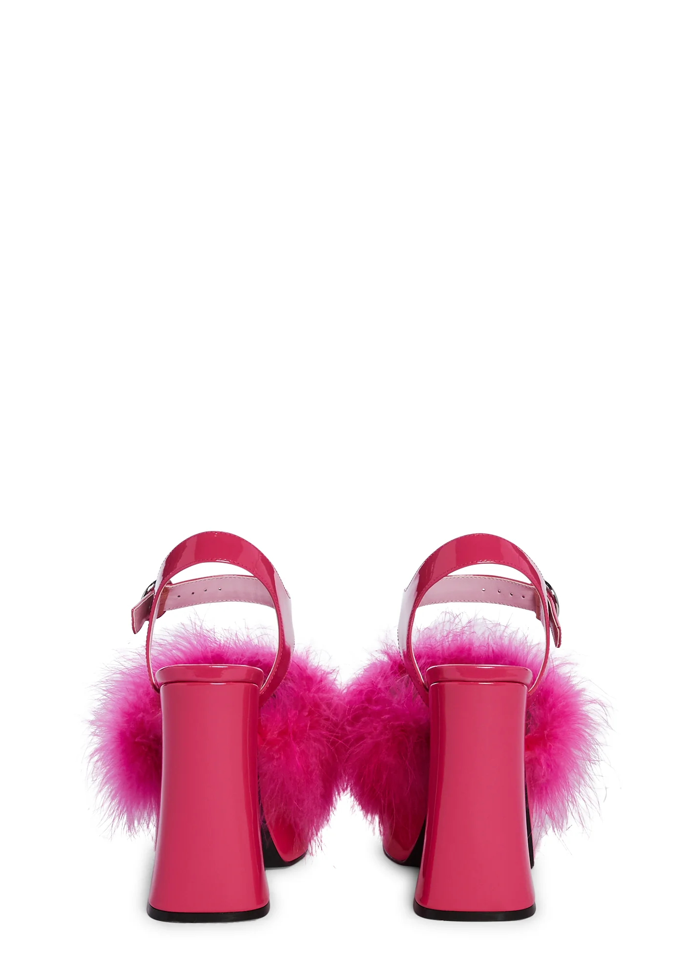 Blushin' N' Crushin' Marabou Heels - Hot Pink - Image 4