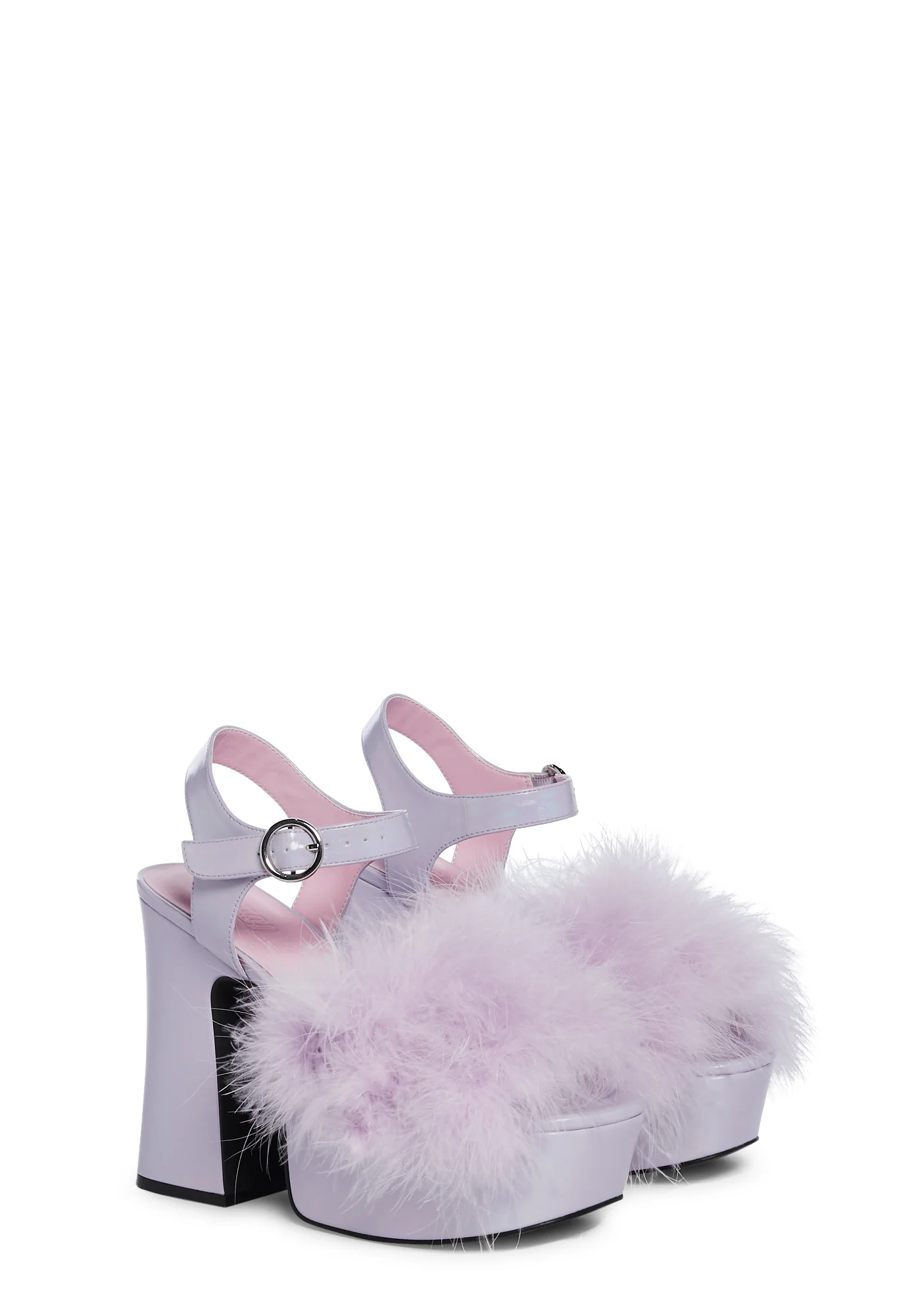Blushin' N' Crushin' Marabou Heels - Lavender - Image 3