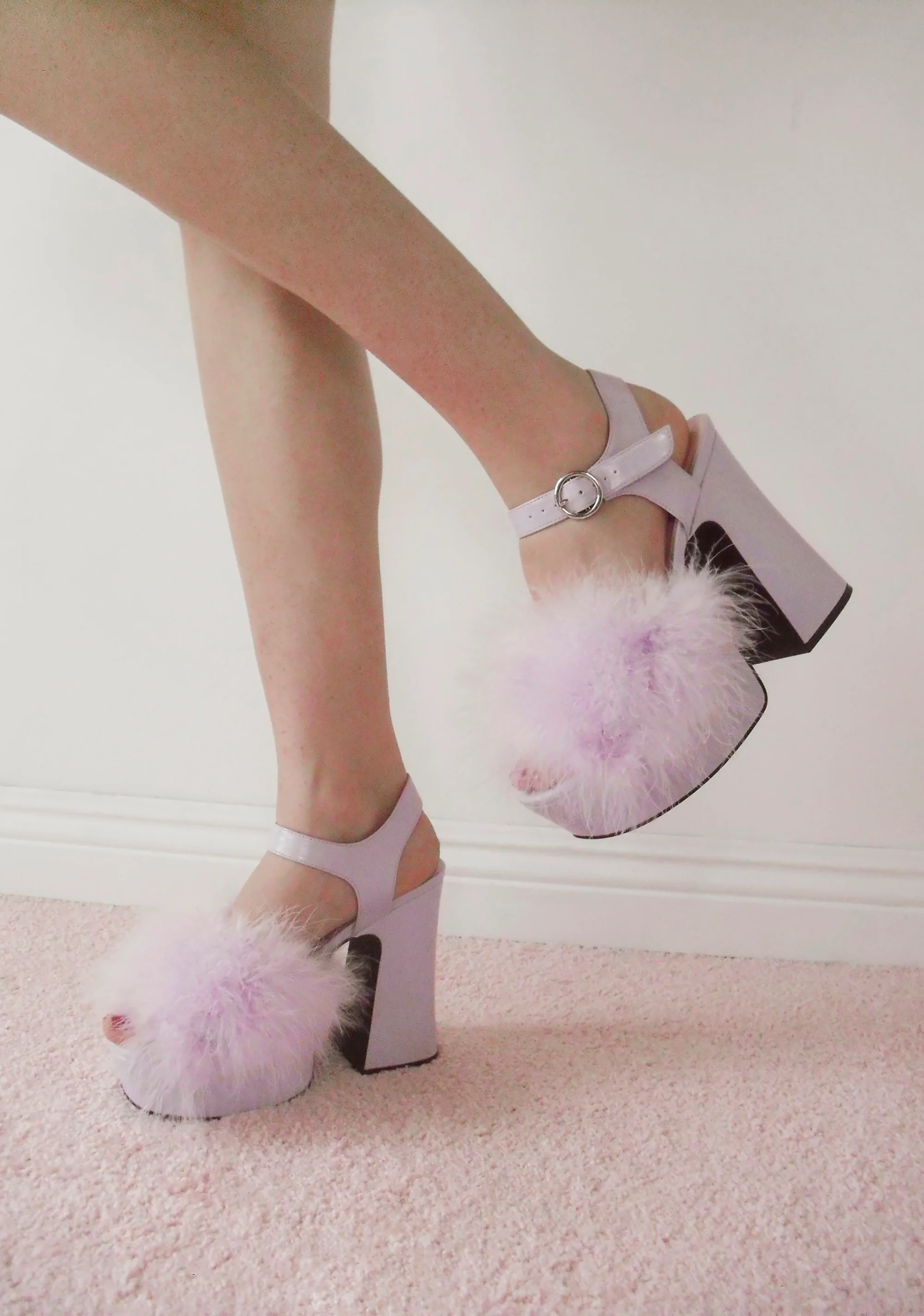 Blushin' N' Crushin' Marabou Heels - Lavender - Image 5
