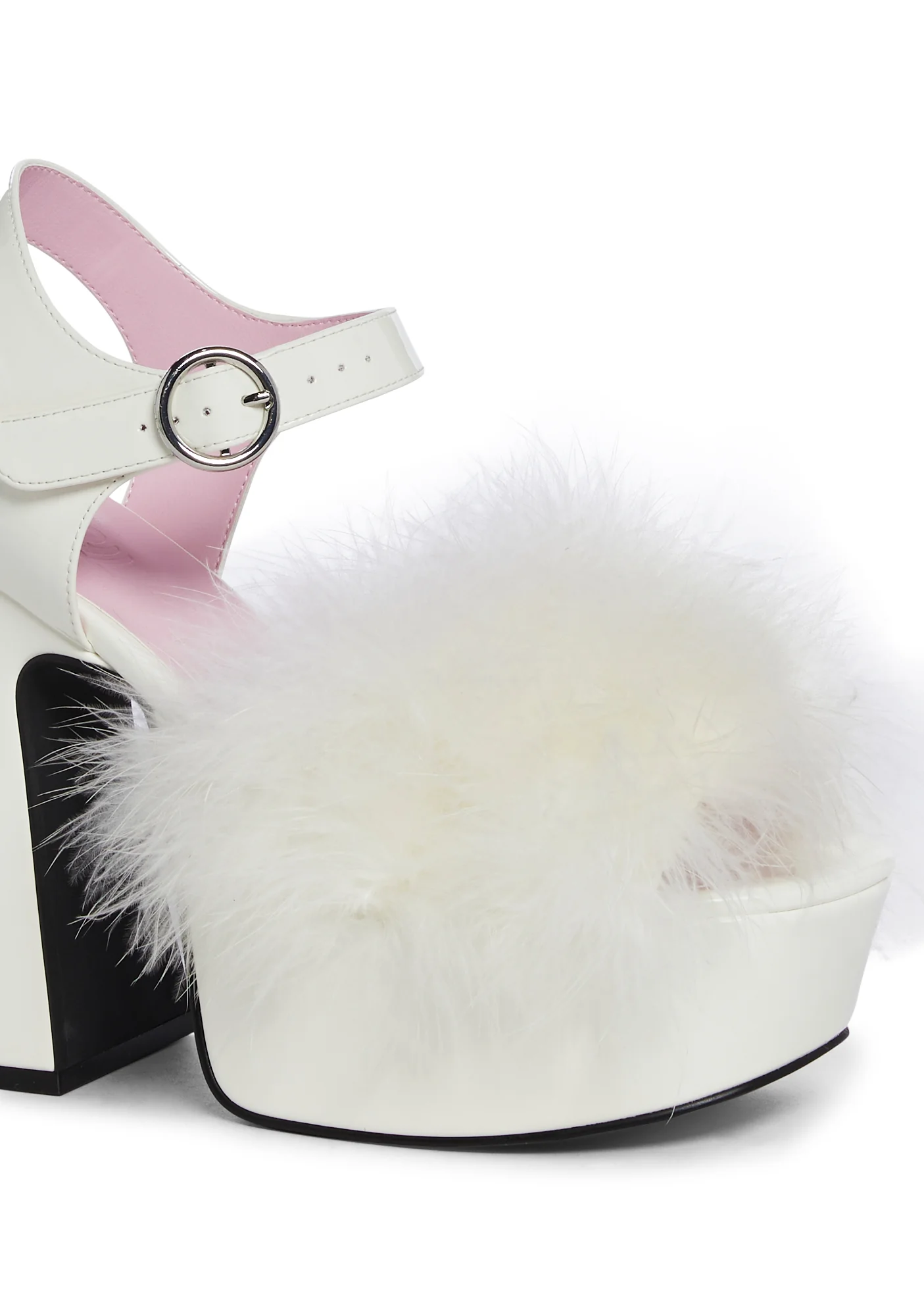 Blushin' N' Crushin' Marabou Heels - White - Image 2
