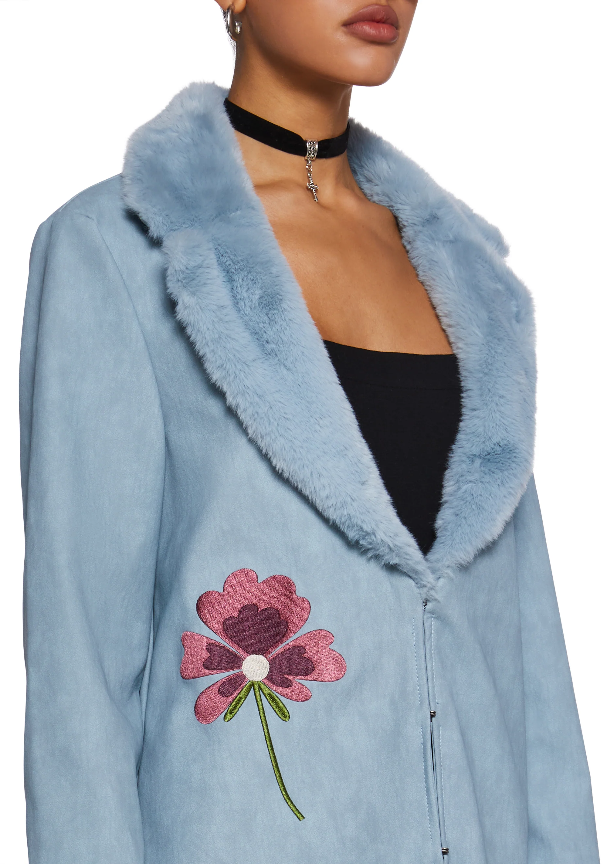 Bohemian Dreamscape Faux Suede Coat - Image 7