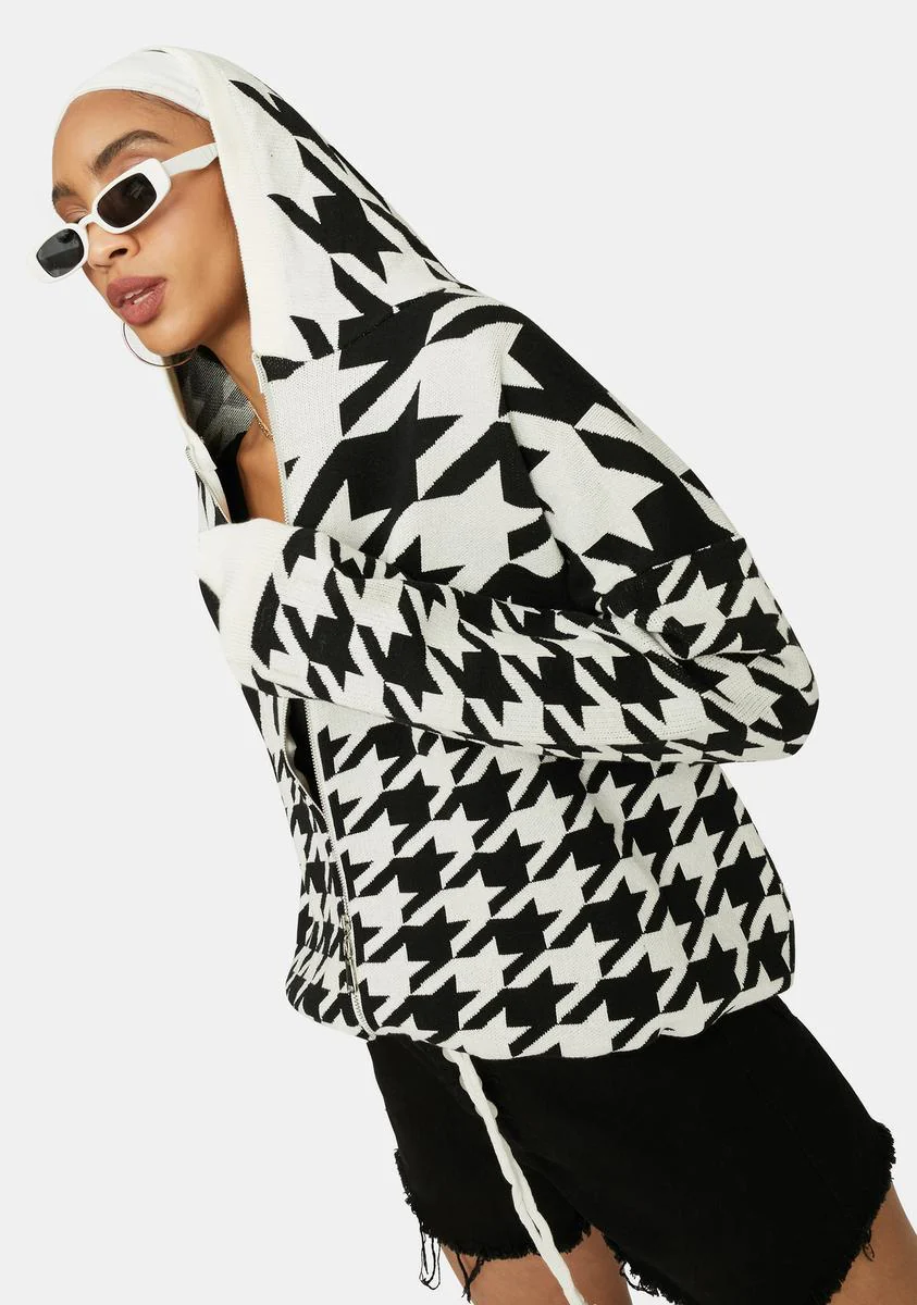 Bossy Vibes Houndstooth Zip Up Jacket - Image 2