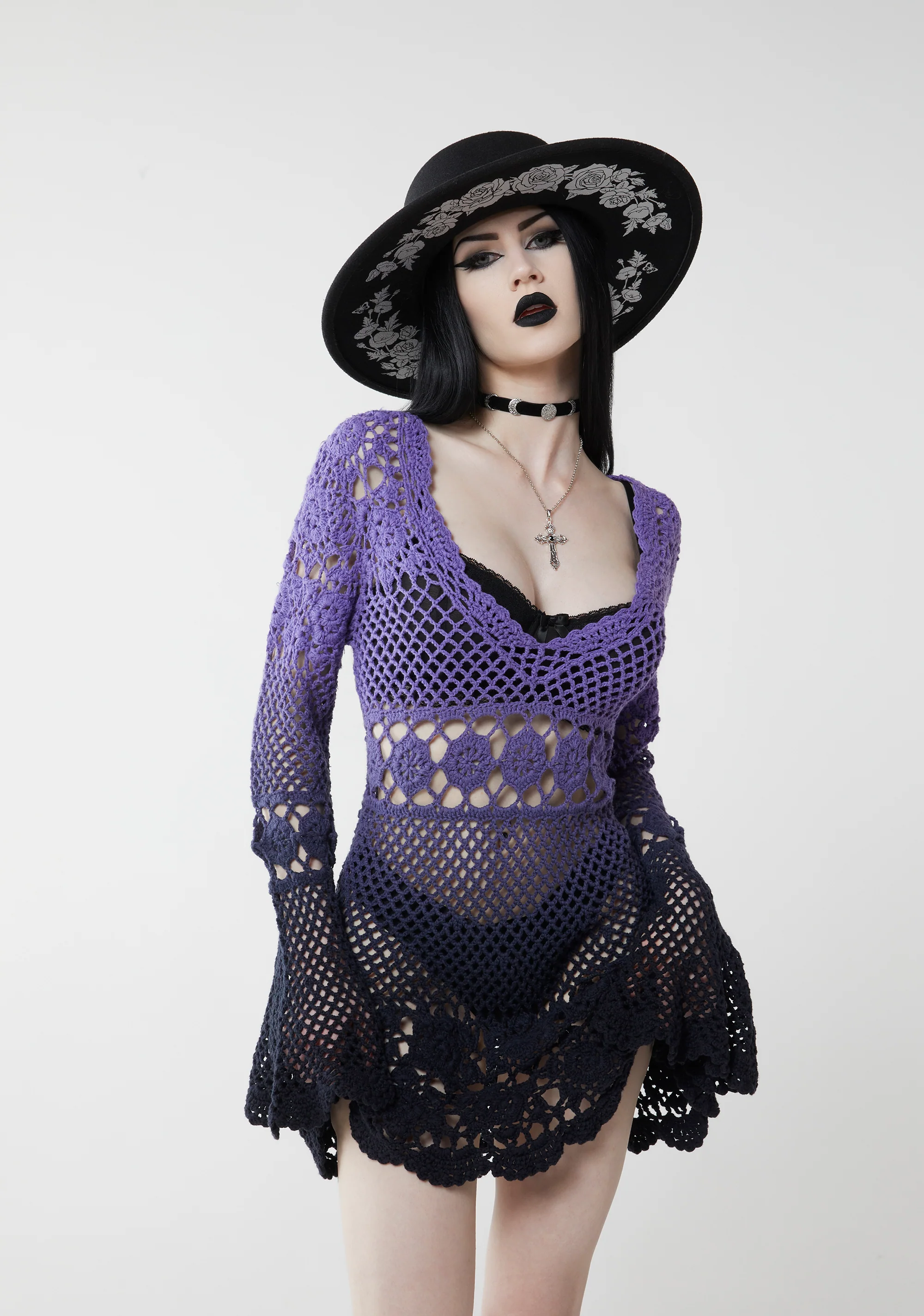 Bottled Appetites Crochet Dress - Purple - Image 6