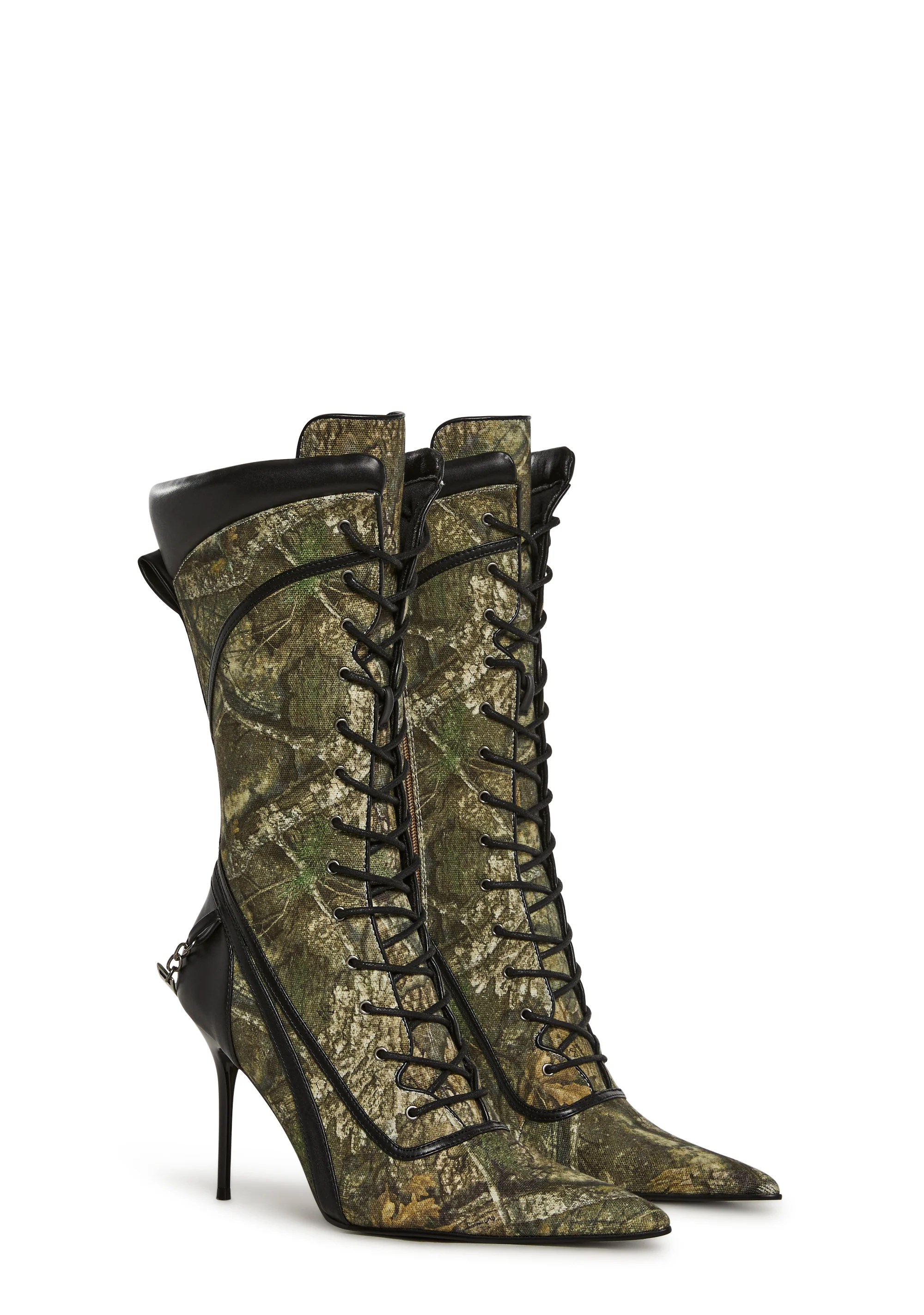 Camo Lace Up Heeled Boots - Image 3