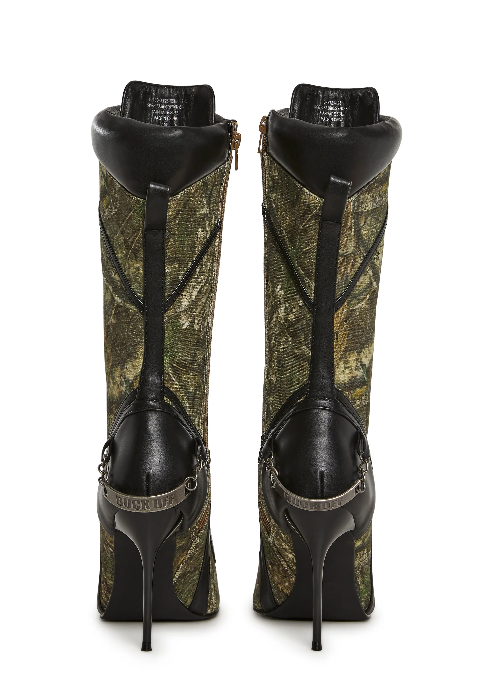 Camo Lace Up Heeled Boots - Image 4