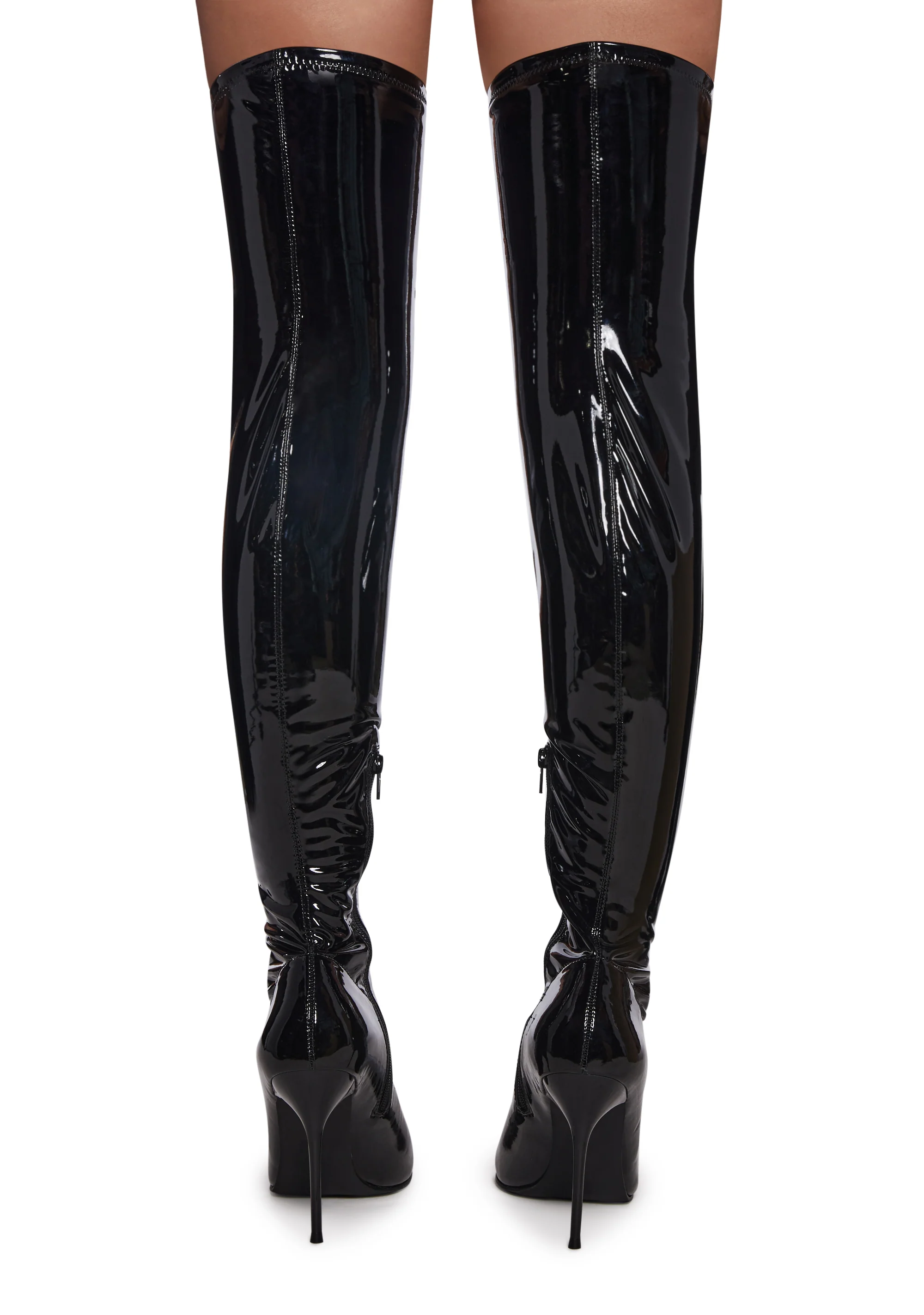 Thigh High Stretch Boots - Black - Image 4