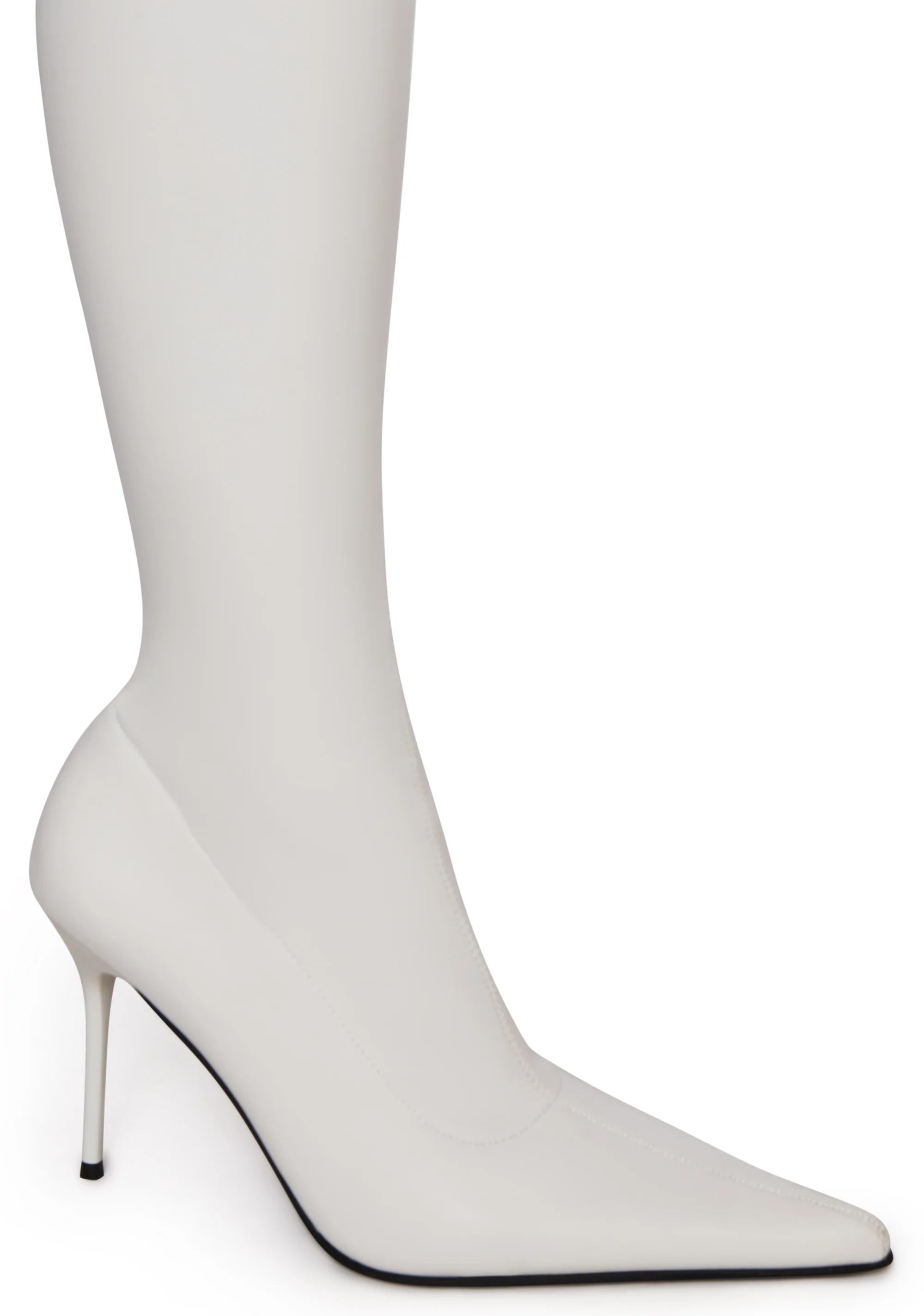 Thigh High Stretch Boots - White - Image 2