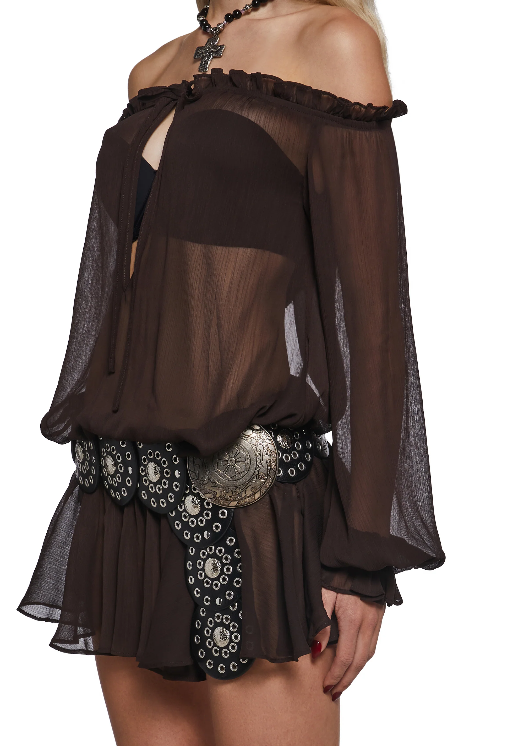 Billowing Winds Boho Dress - Brown - Image 6