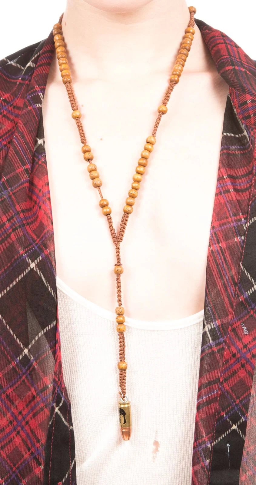 Bullet Rosary Necklace - Light Brown - Image 4