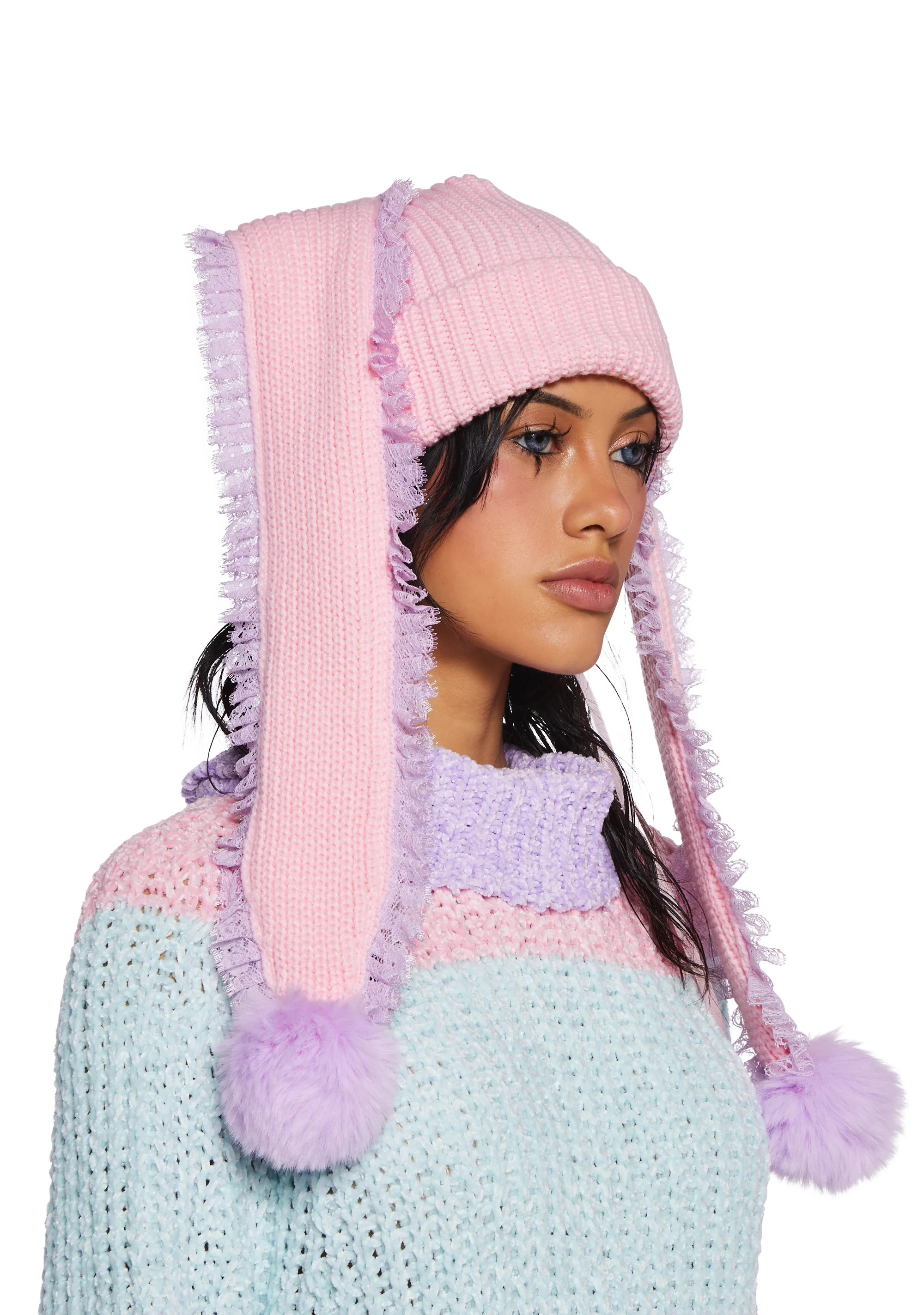 Bunny Ear Knit Beanie - Image 2
