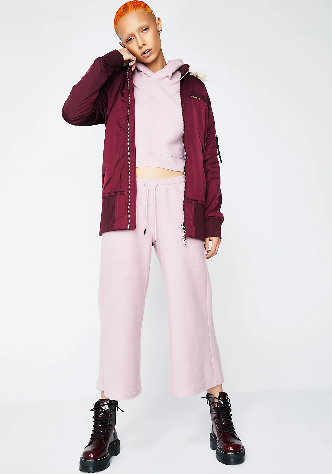 Burgundy Elongated Bomber - Image 5