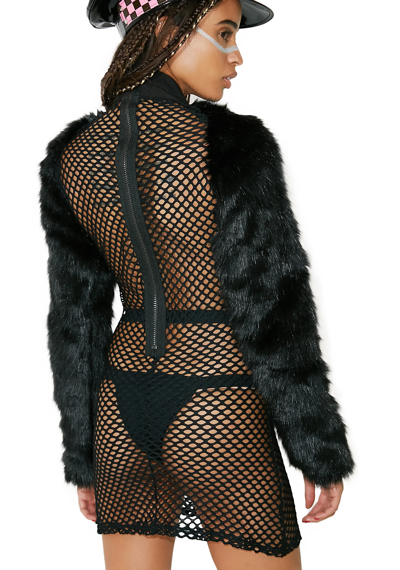 Burn Baby Fur Sleeve Dress - Image 4