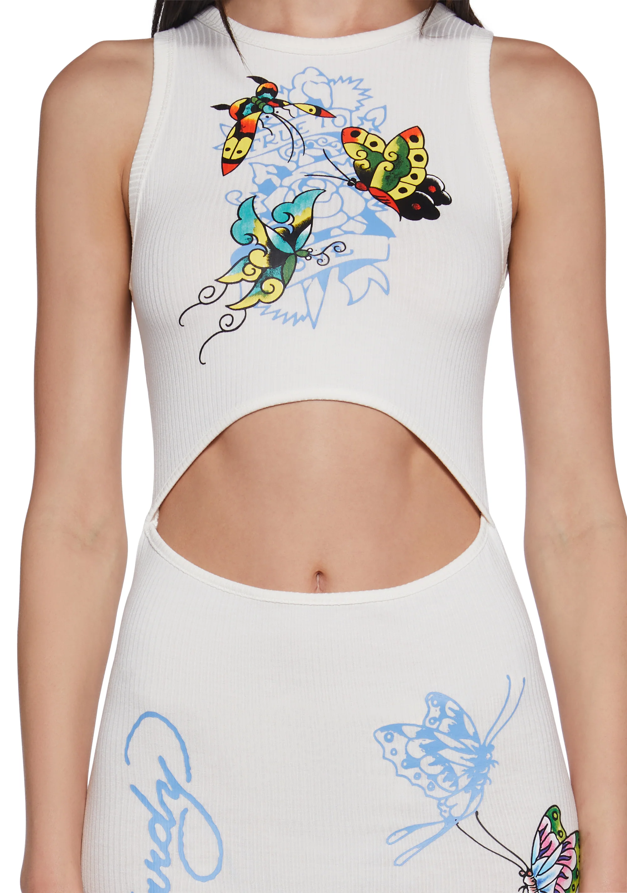 Butterfly Cut Out Ribbed Dress - Image 5