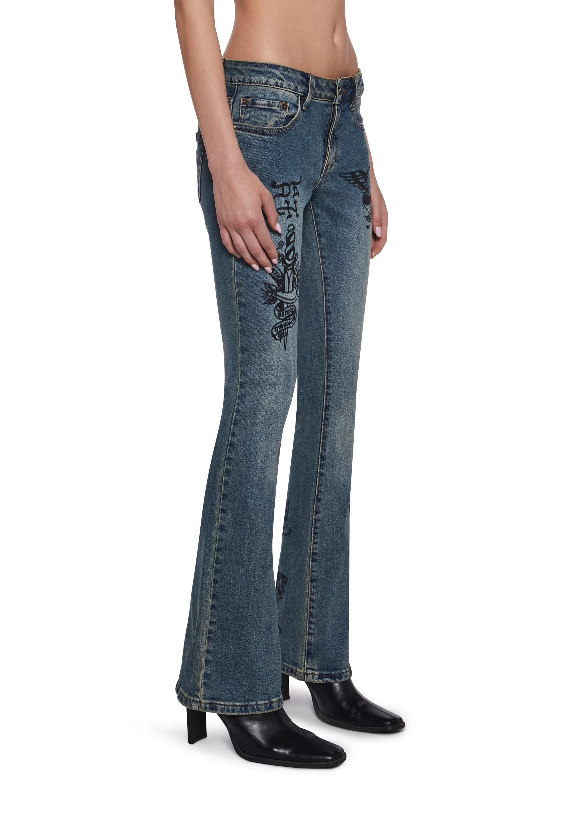 Butterfly Denim Flared Jeans - Image 3