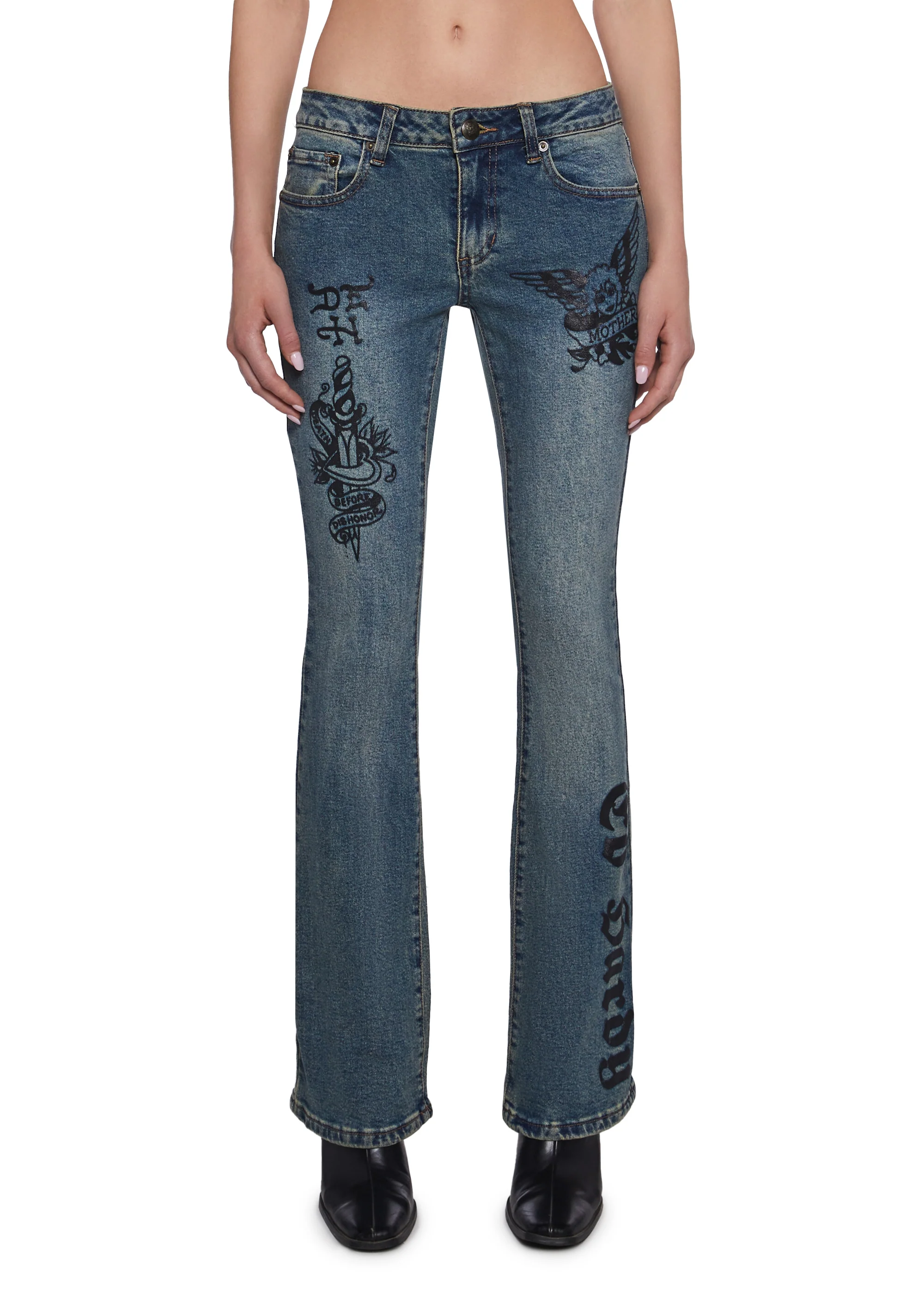 Butterfly Denim Flared Jeans - Image 5