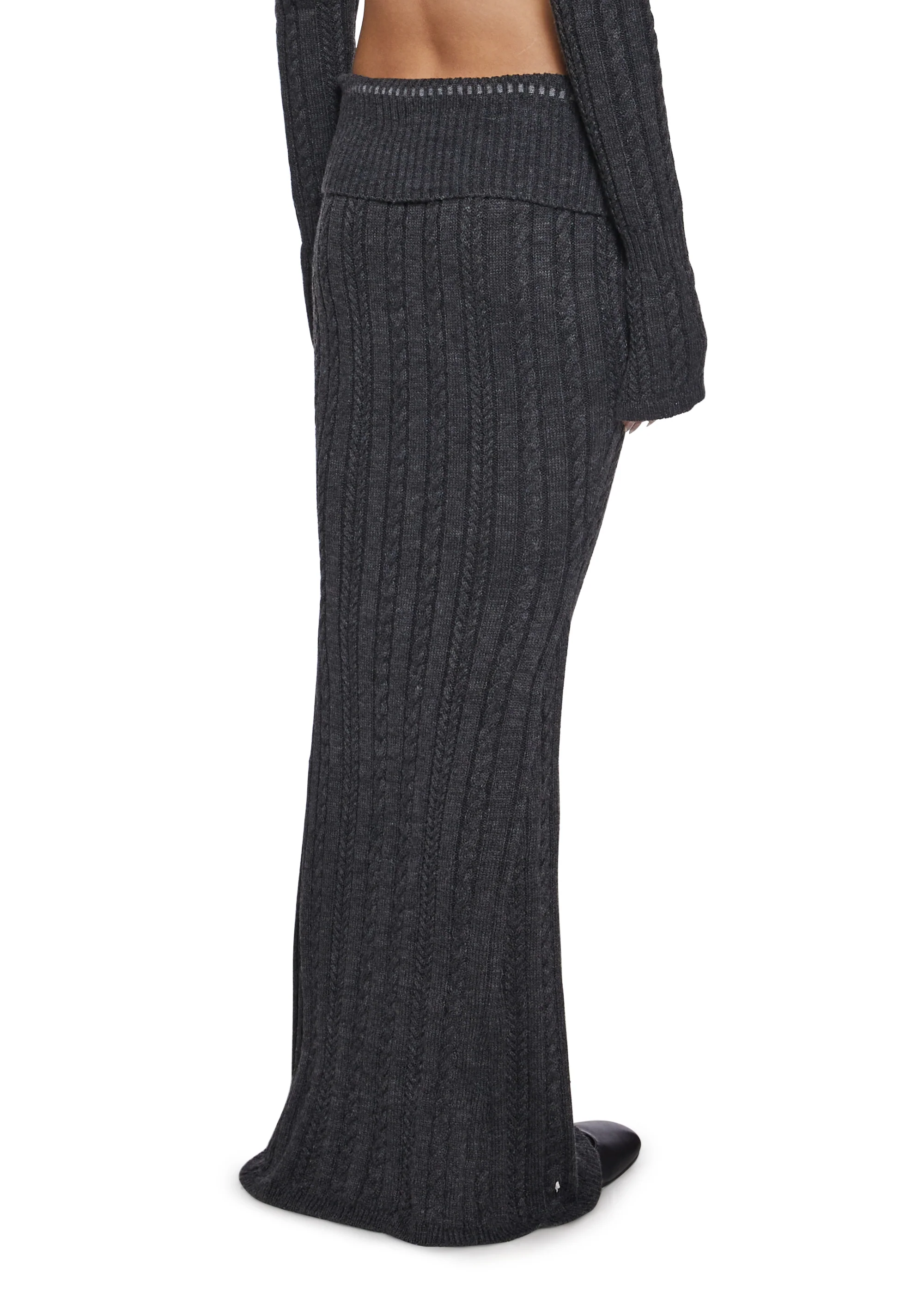 Deep Thoughts Cable Knit Maxi Skirt - Image 4