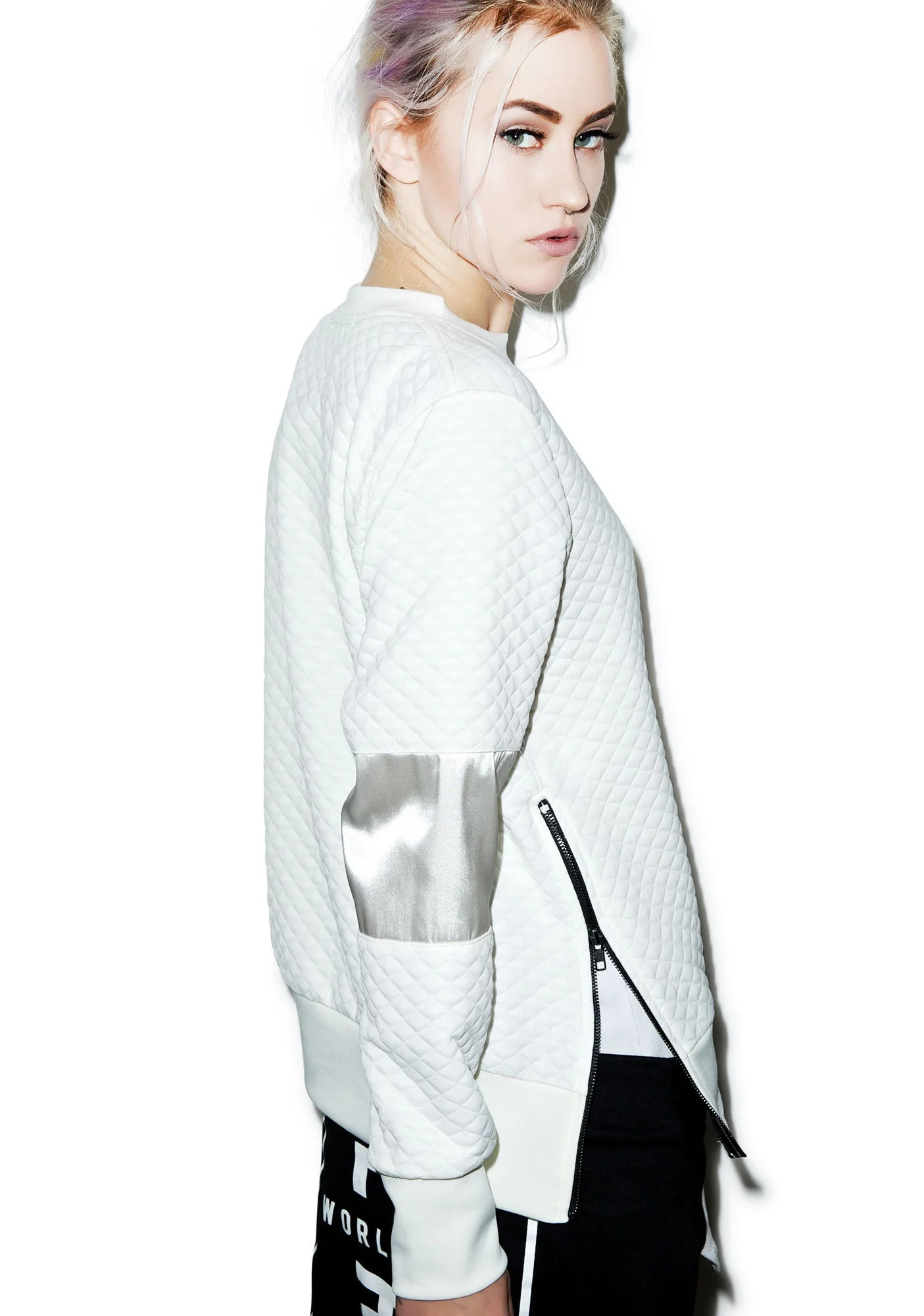 Call Me Quilted Pullover - Off White - Image 2