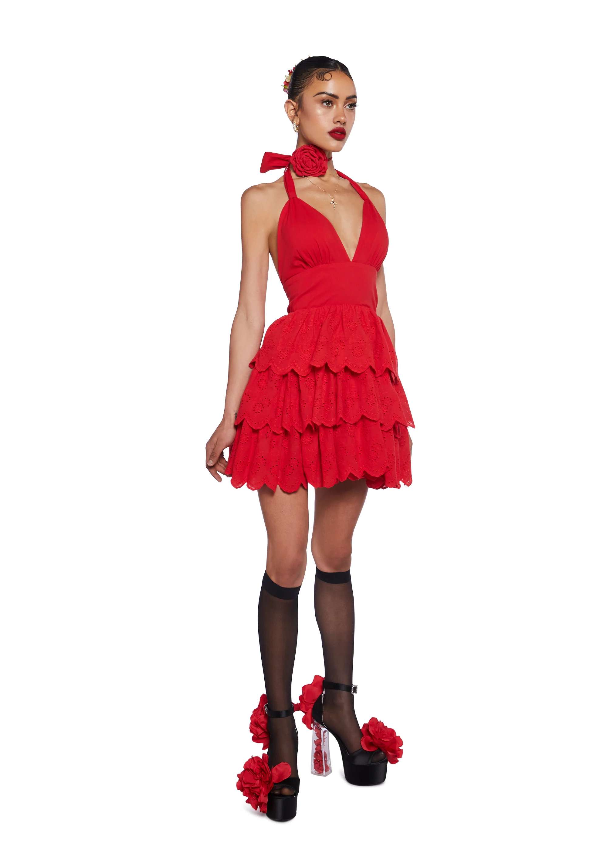 Call Me Yours Babydoll Dress - Red - Image 2