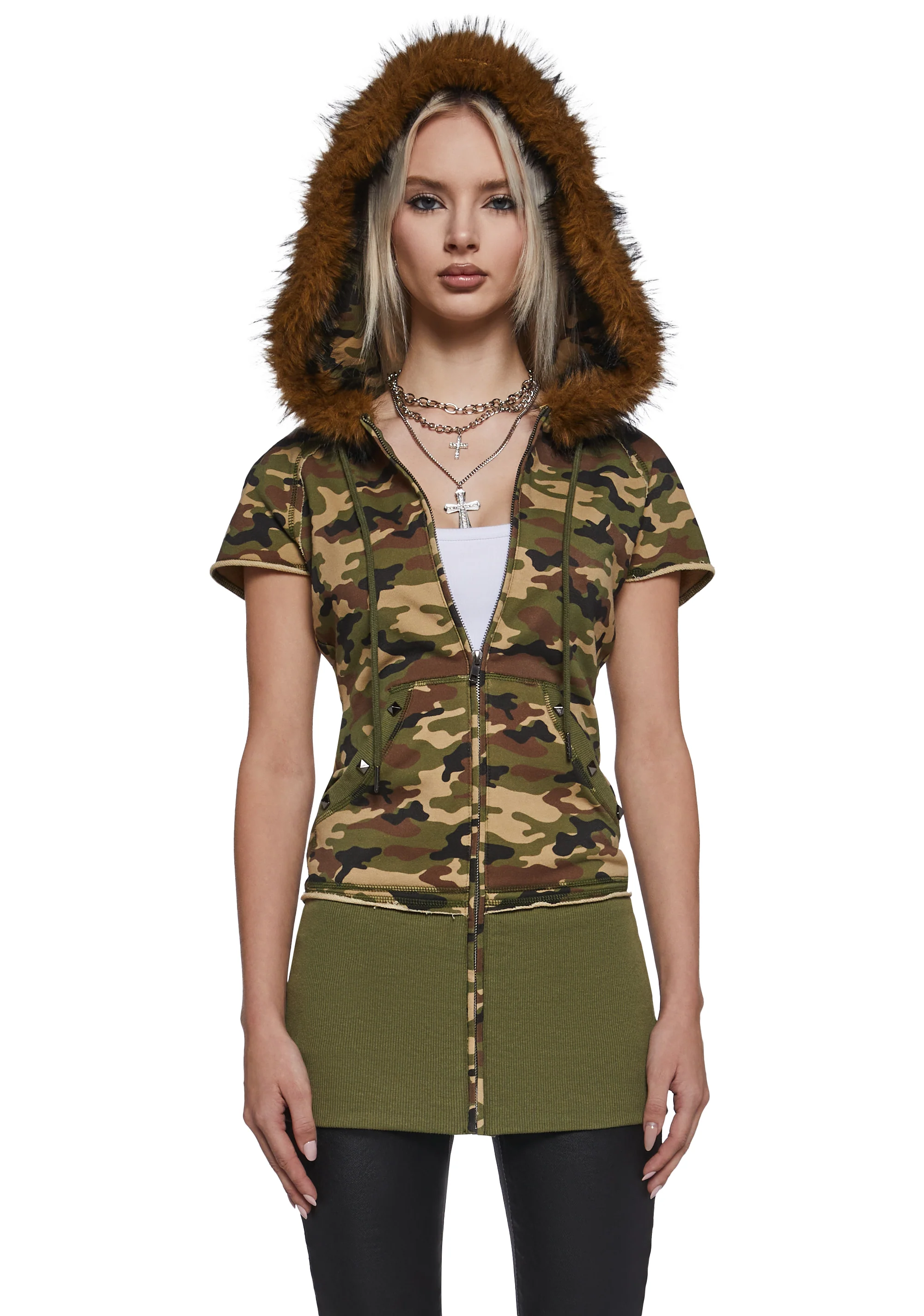 Texting U Camo Hoodie Mini Dress - Image 6