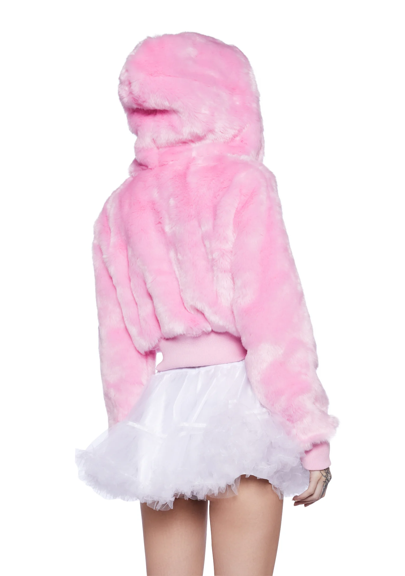 Candy Blossom Faux Fur Hoodie - Pink - Image 4