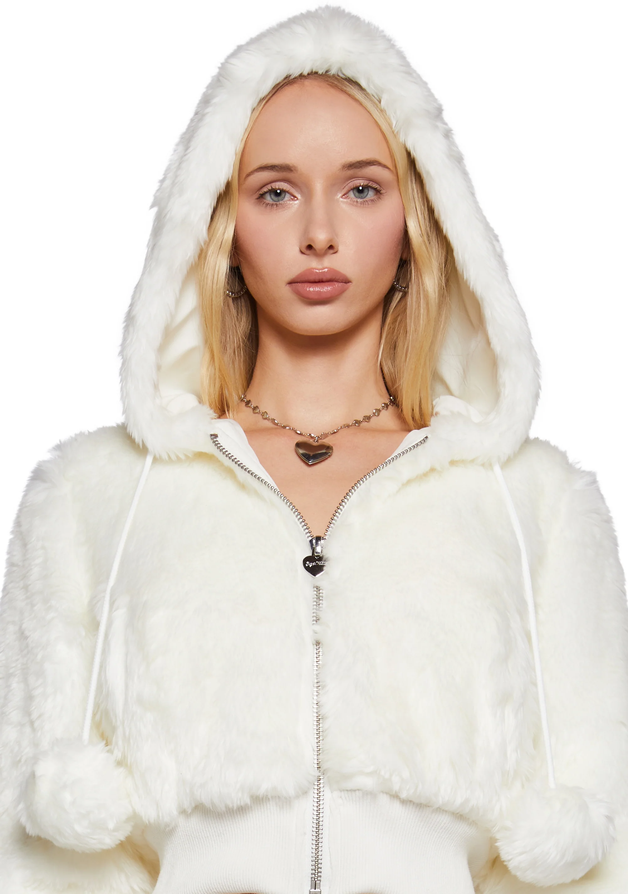 Candy Blossom Faux Fur Hoodie - Ivory - Image 5
