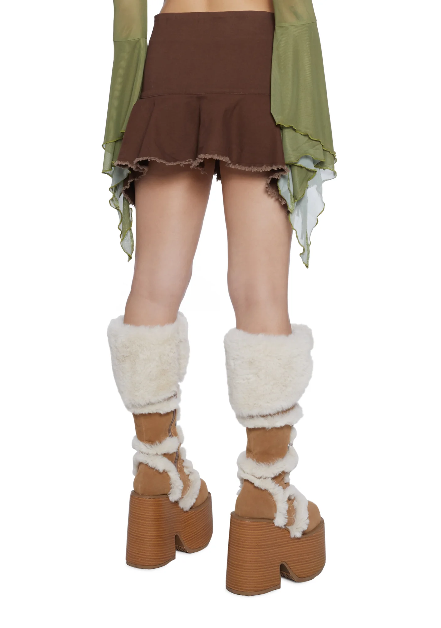 Can't Knock Me Down Lace-Up Skirt - Brown - Image 4