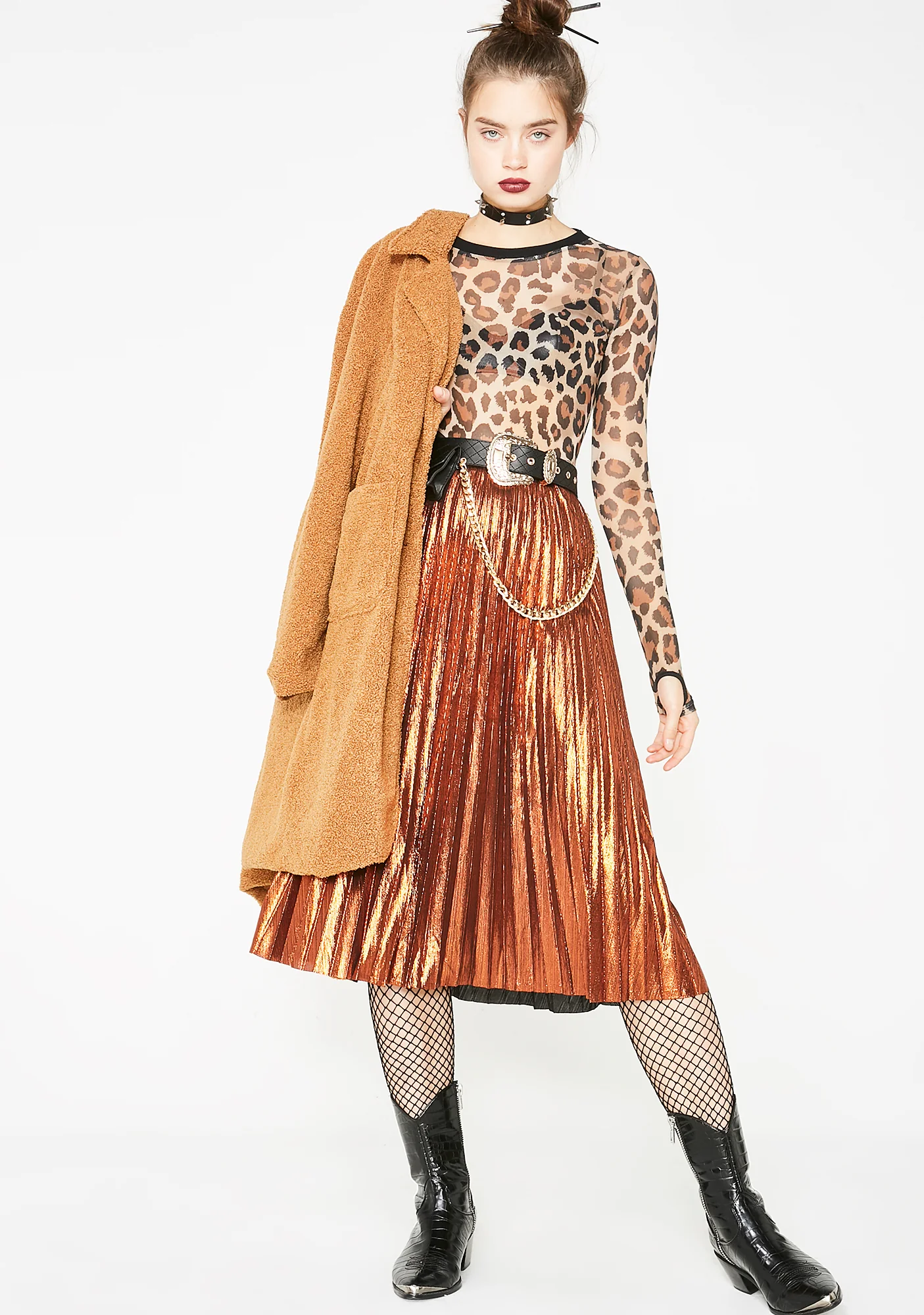 Caramel Tipsy Twirl Metallic Skirt - Image 2