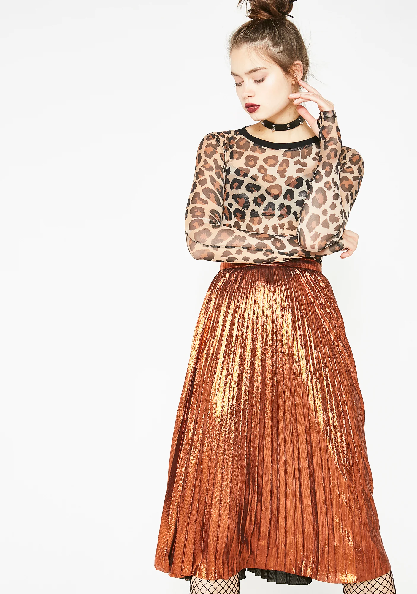 Caramel Tipsy Twirl Metallic Skirt - Image 3