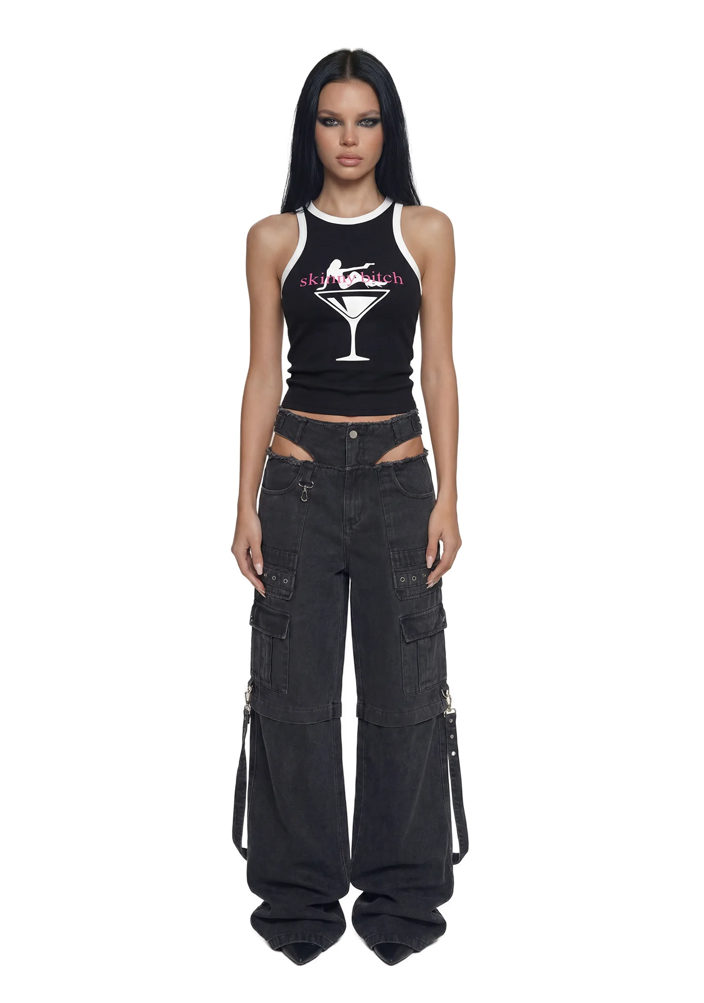 Cargo Denim Panty Trousers - Black - Image 2